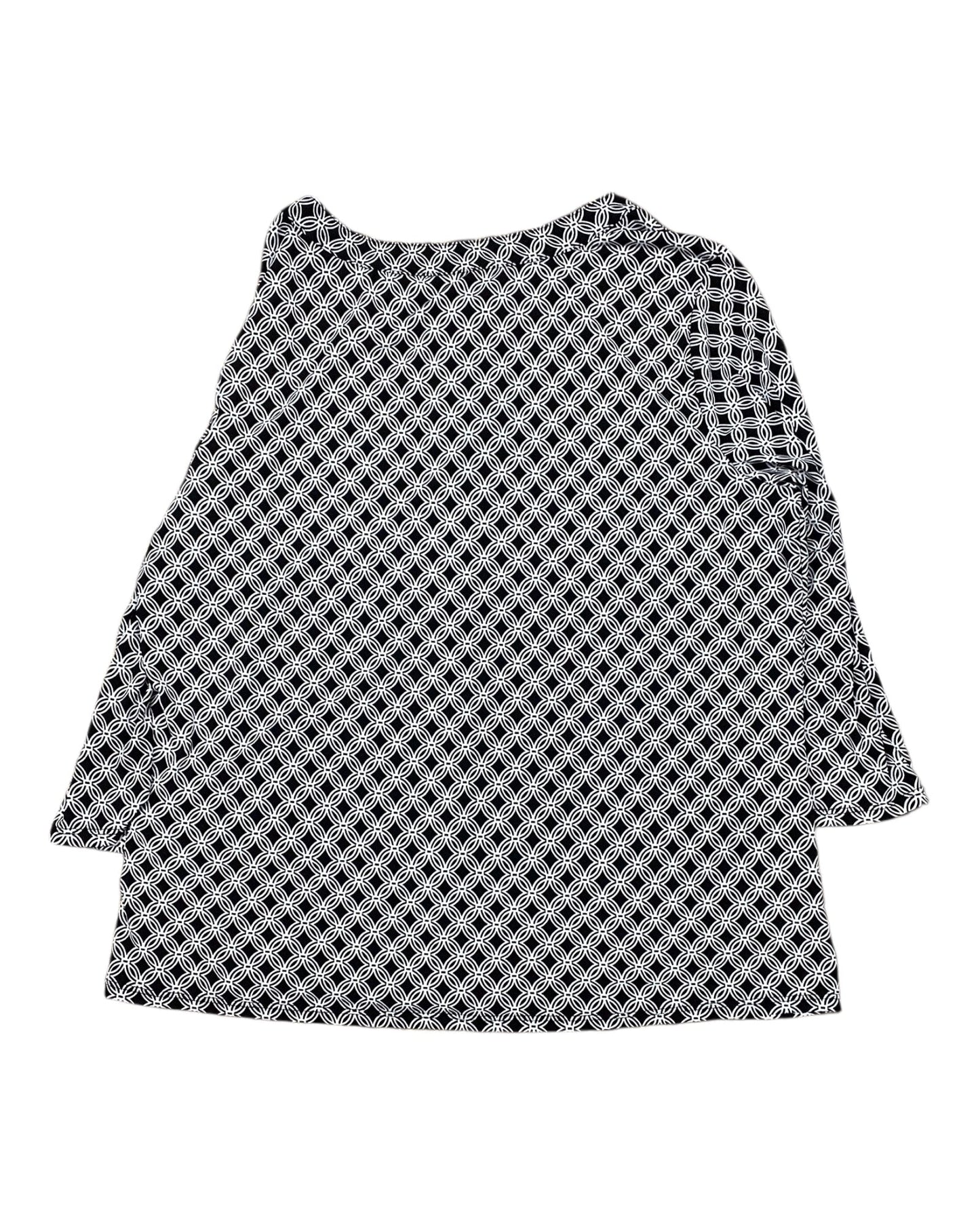 Top 3/4 Sleeve By Ny Collection In Black & White, Size:1X