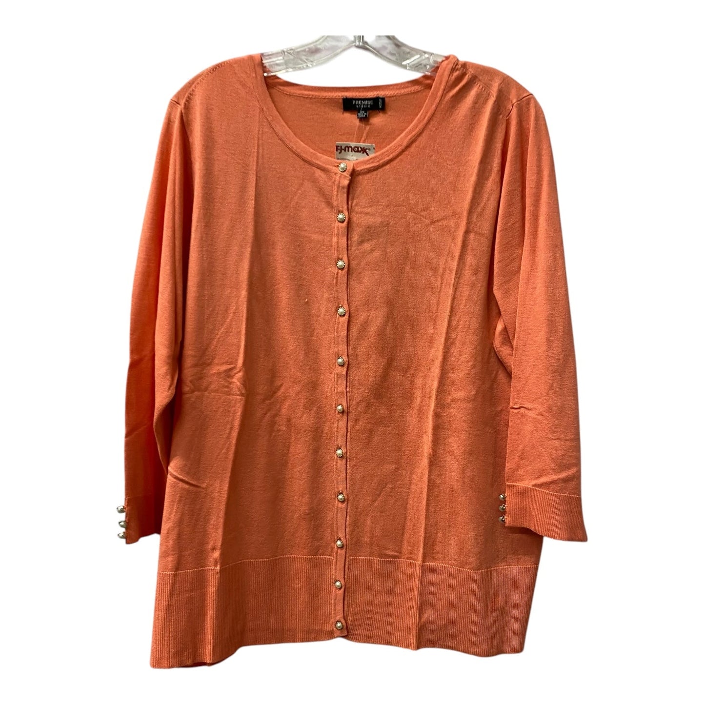 Sweater Cardigan By Premise Studio In Orange, Size:2X