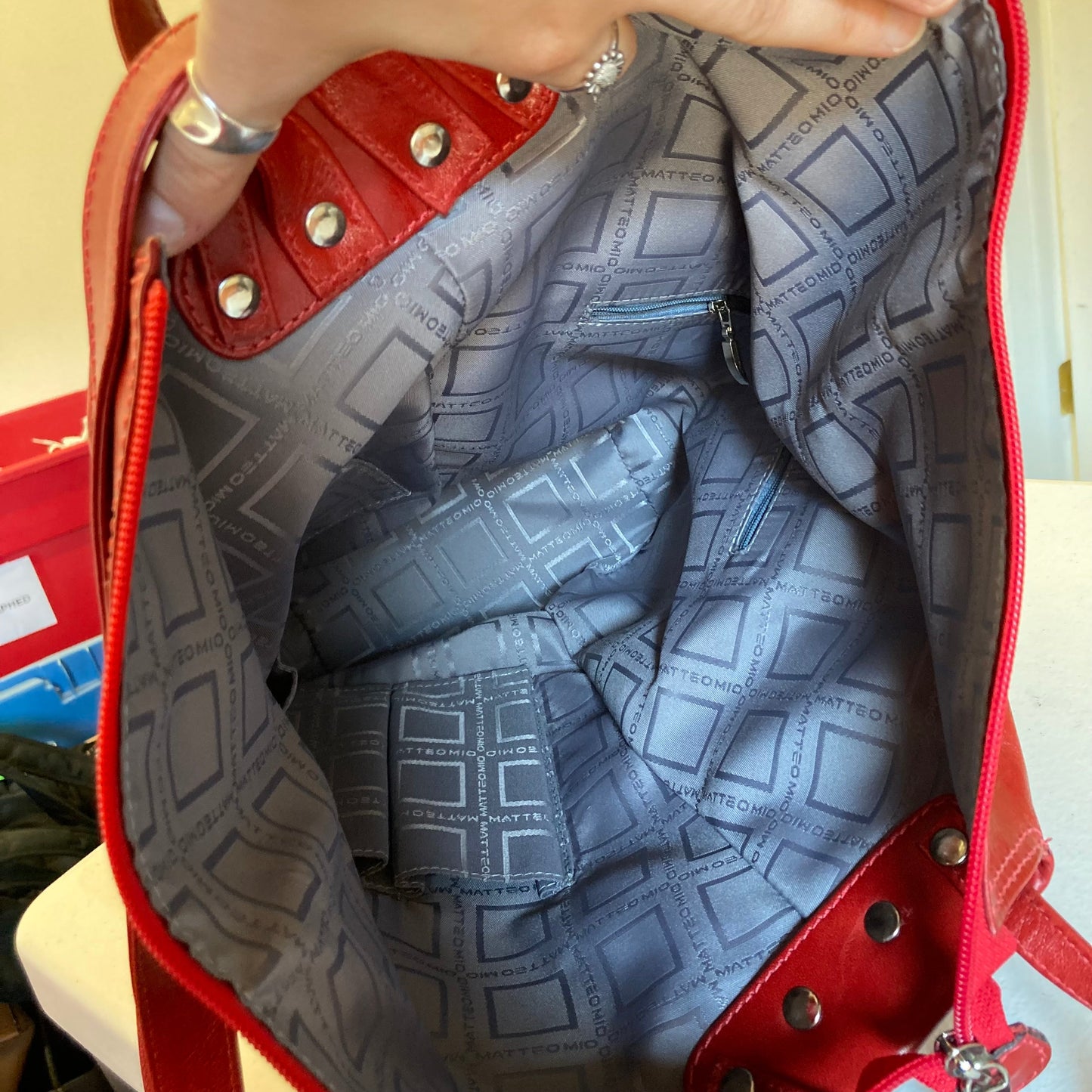 Backpack Leather By Matteo Mio In Red, Size:Small