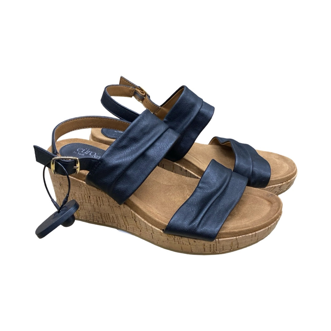 Shoes Heels Wedge By Sofft In Black & Brown, Size:10