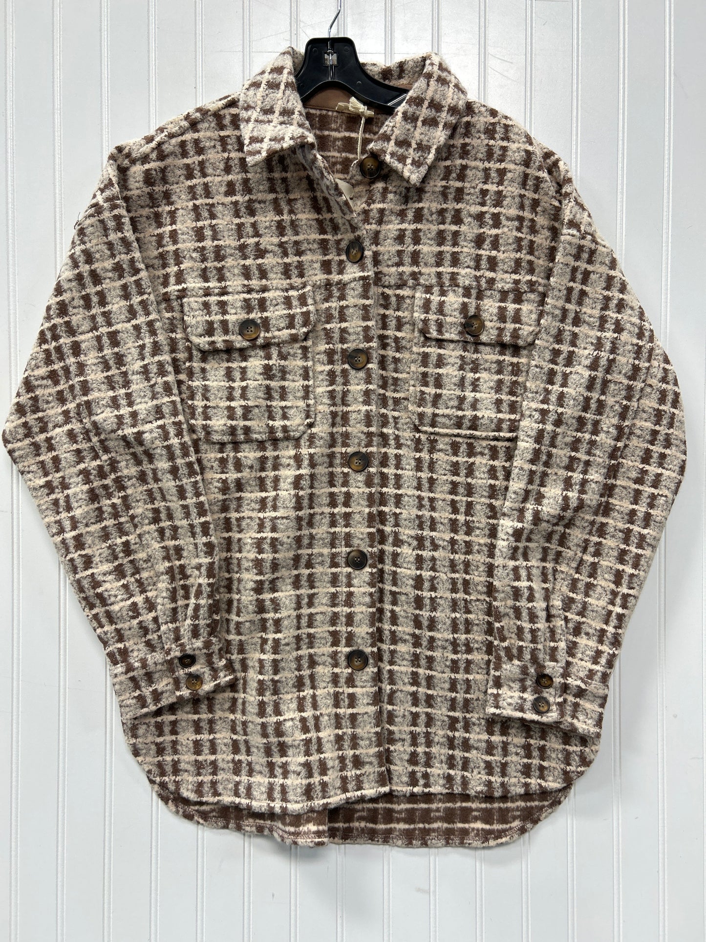 Jacket Fleece By Hem & Thread In Brown, Size:M