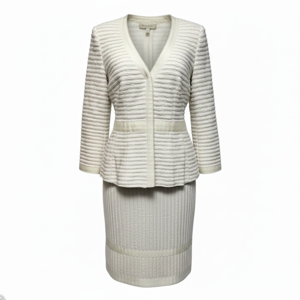 Blazer & Skirt 2 Piece Set By Rena Lange In Cream, Size: 6