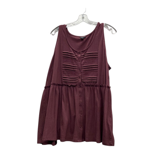 Top Sleeveless By Torrid In Maroon, Size:2X