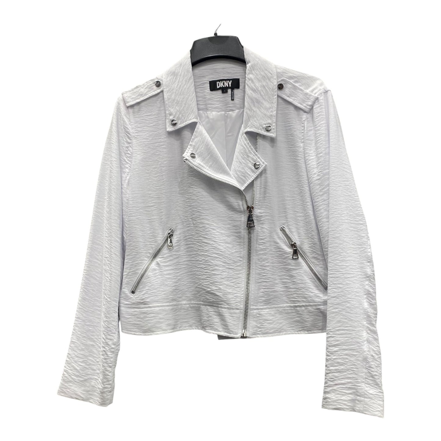 Jacket Moto By Dkny In White, Size:L
