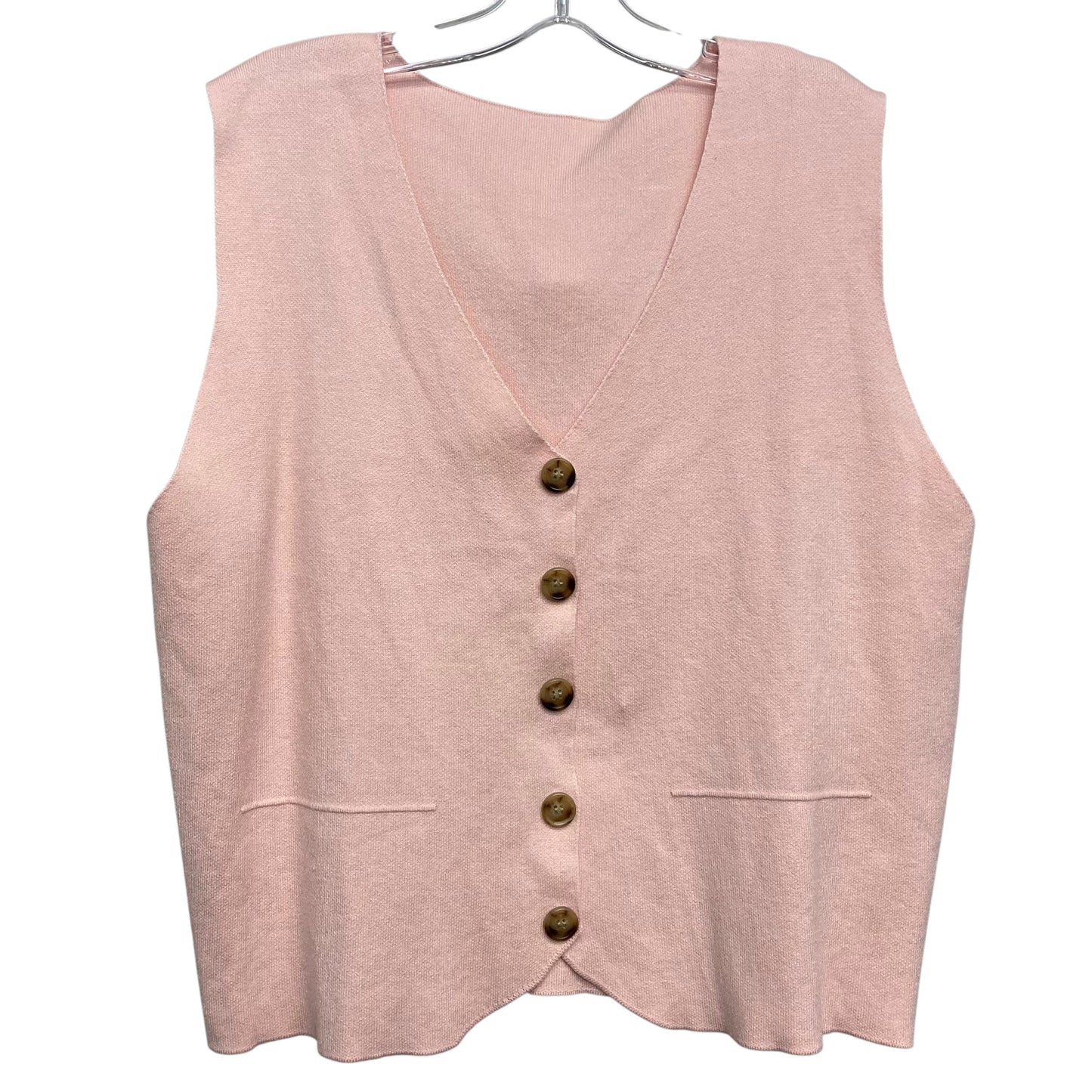 Vest Sweater In Pink, Size:1X