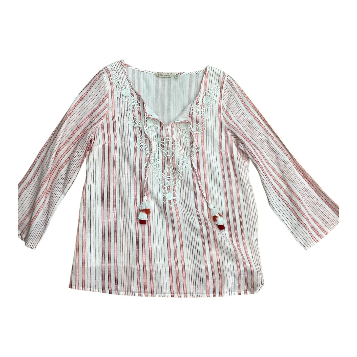 Top 3/4 Sleeve By Soft Surroundings In Striped Pattern, Size:L