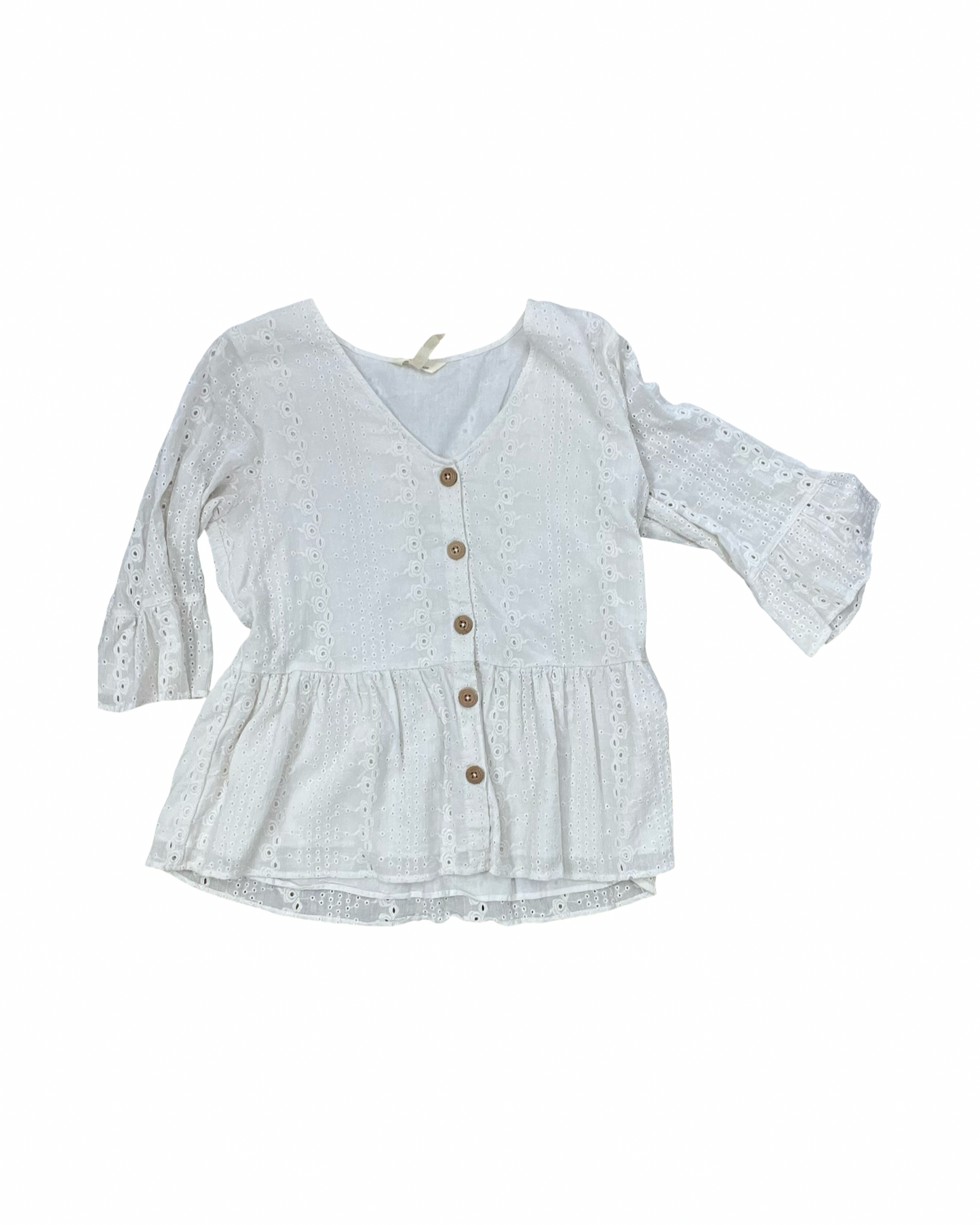 Blouse 3/4 Sleeve By Matilda Jane In White, Size:S