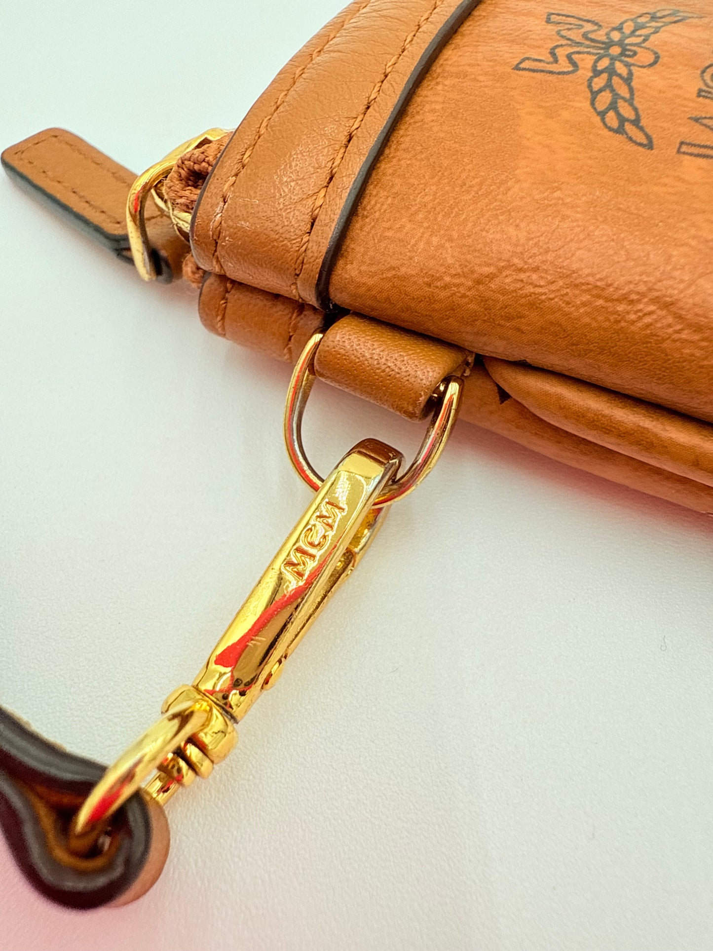 Wristlet Luxury Designer By Mcm In Tan, Size:Large
