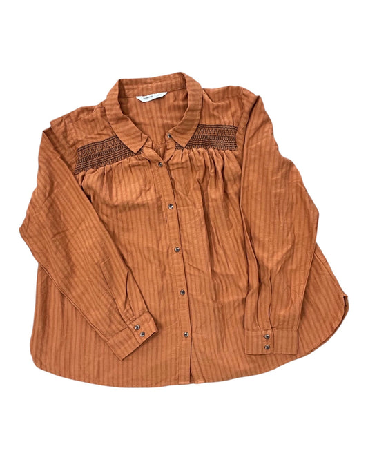Blouse Ls By Sonoma In Orange, Size:1X