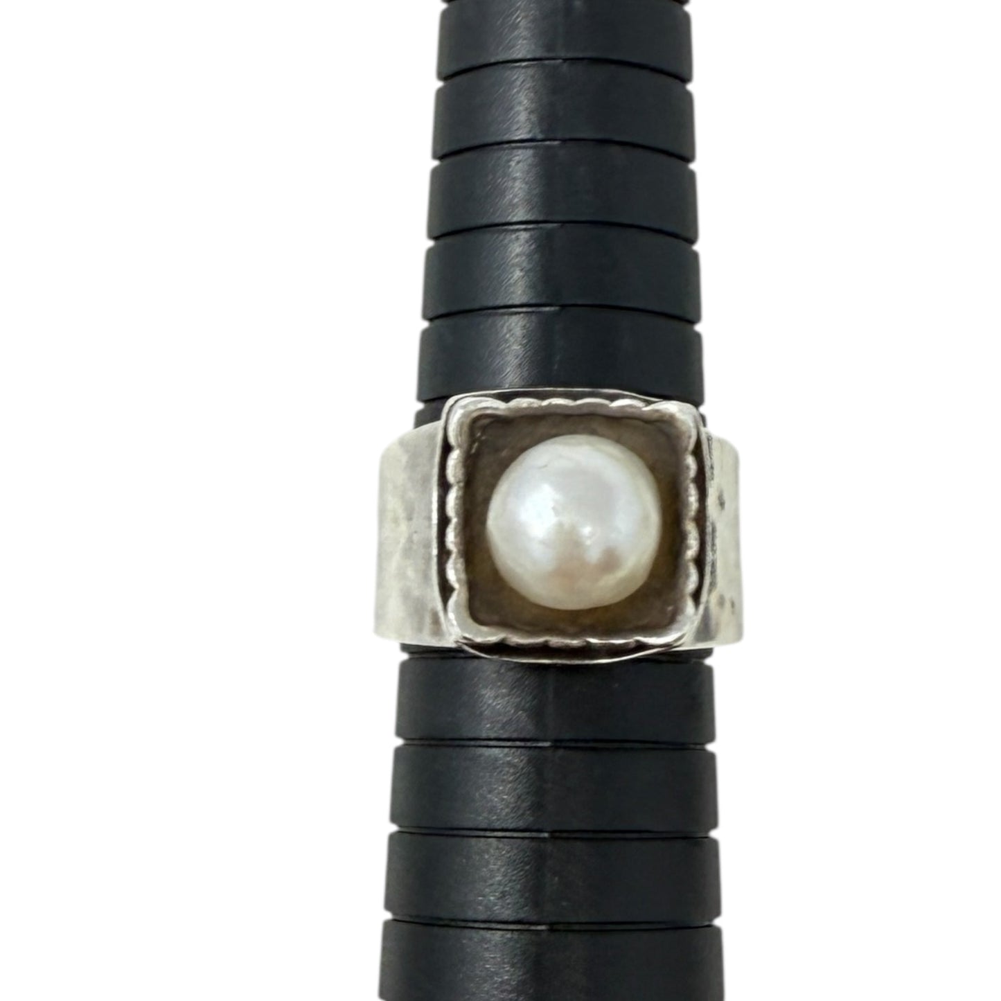 Hammered Sterling Silver Freshwater Pearl Ring By Silpada, Size: 8.5