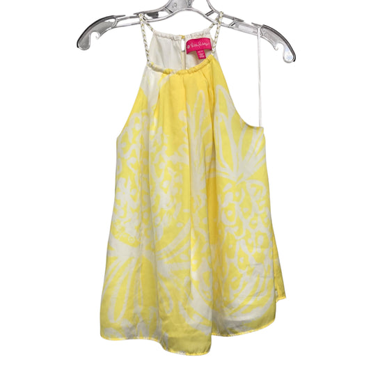 Top Sleeveless Designer By Lilly Pulitzer x Target In White & Yellow, Size:Xs