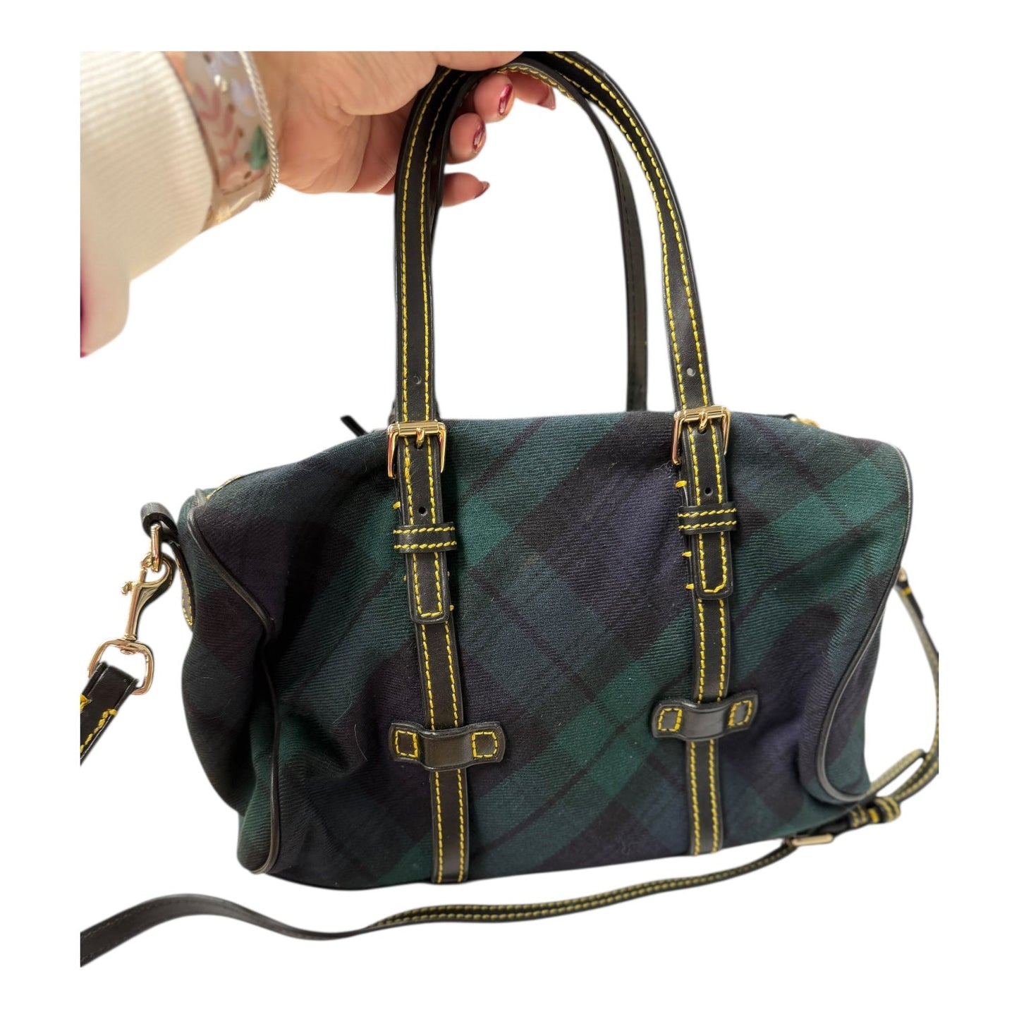 Handbag Designer By Dooney And Bourke In Blue & Green, Size:Medium