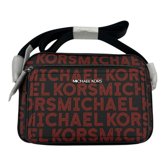 Crossbody Designer By Michael Kors In Black & Red, Size:Medium