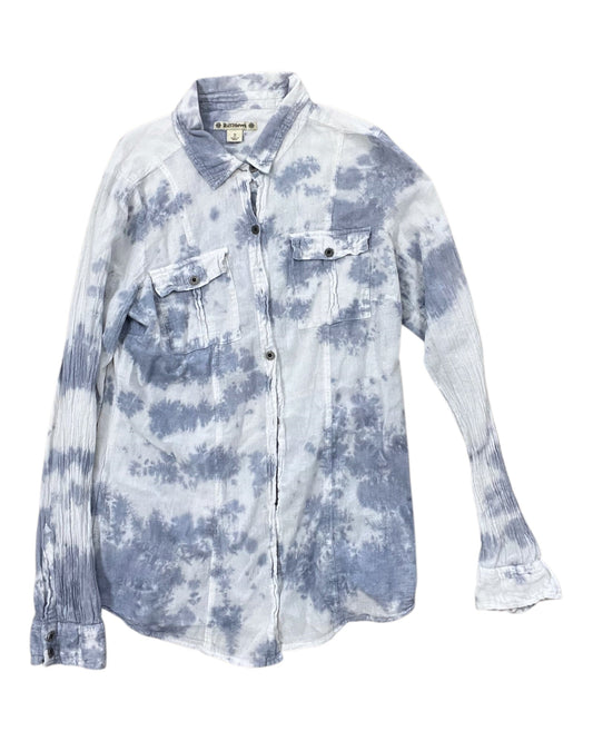 Blouse Ls By Ruff Hewn In Blue & White, Size:S
