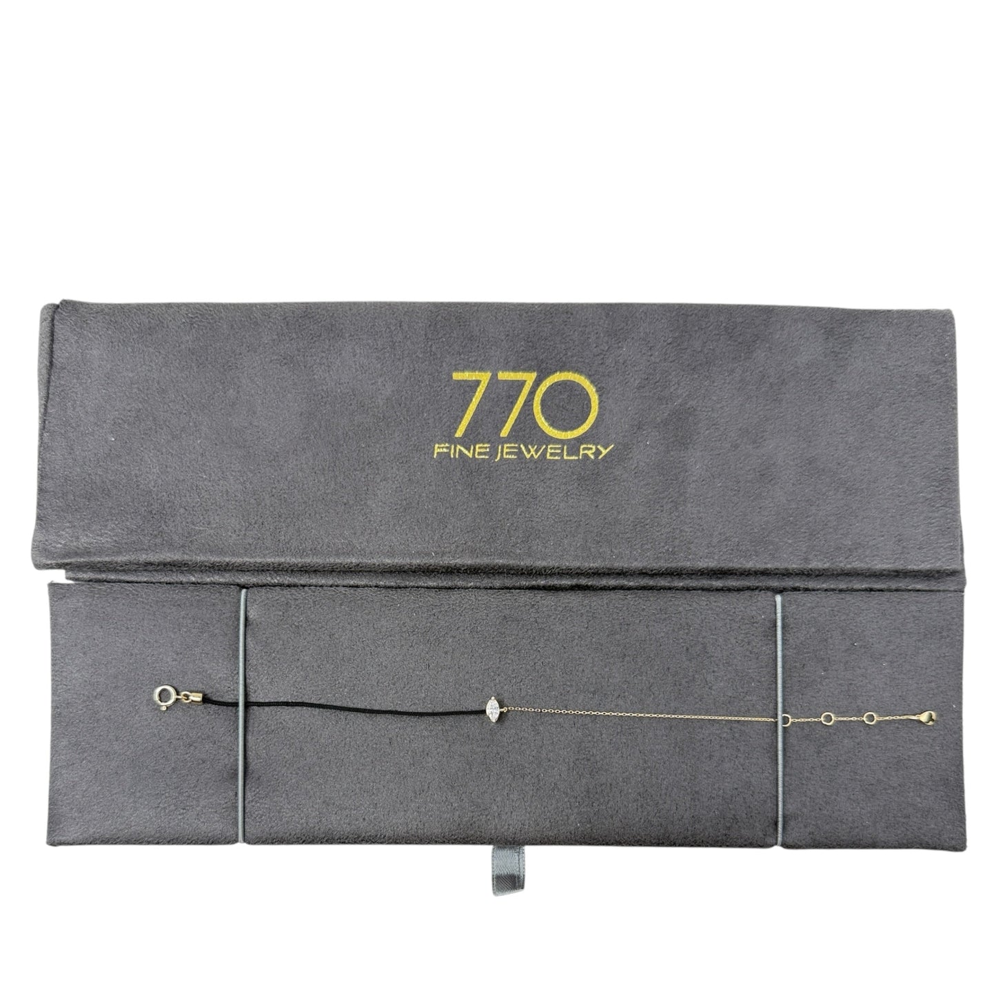 14k Fancy Marquis Diamond 0.15Ct Chain/Silk Cord Bracelet By 770 Fine Jewelry