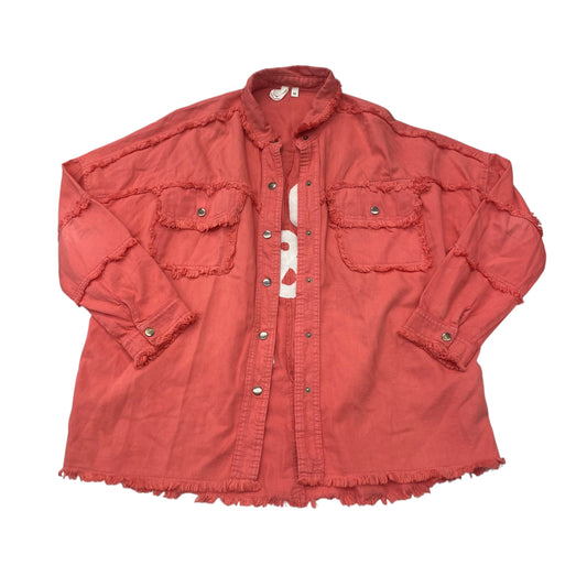 Jacket Denim By Elan In Pink Denim, Size:M