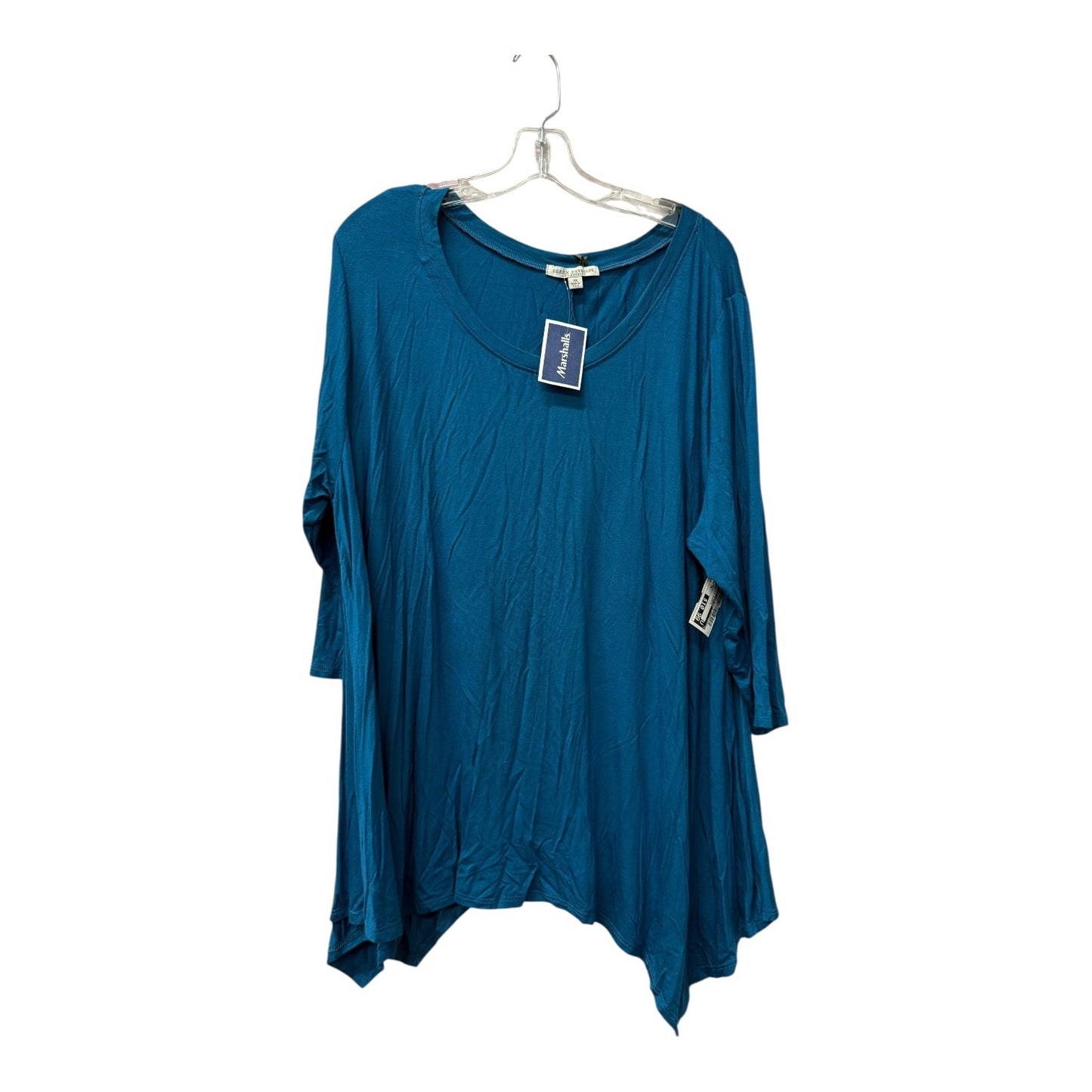 Top 3/4 Sleeve By Green Envelope In Blue, Size:3X