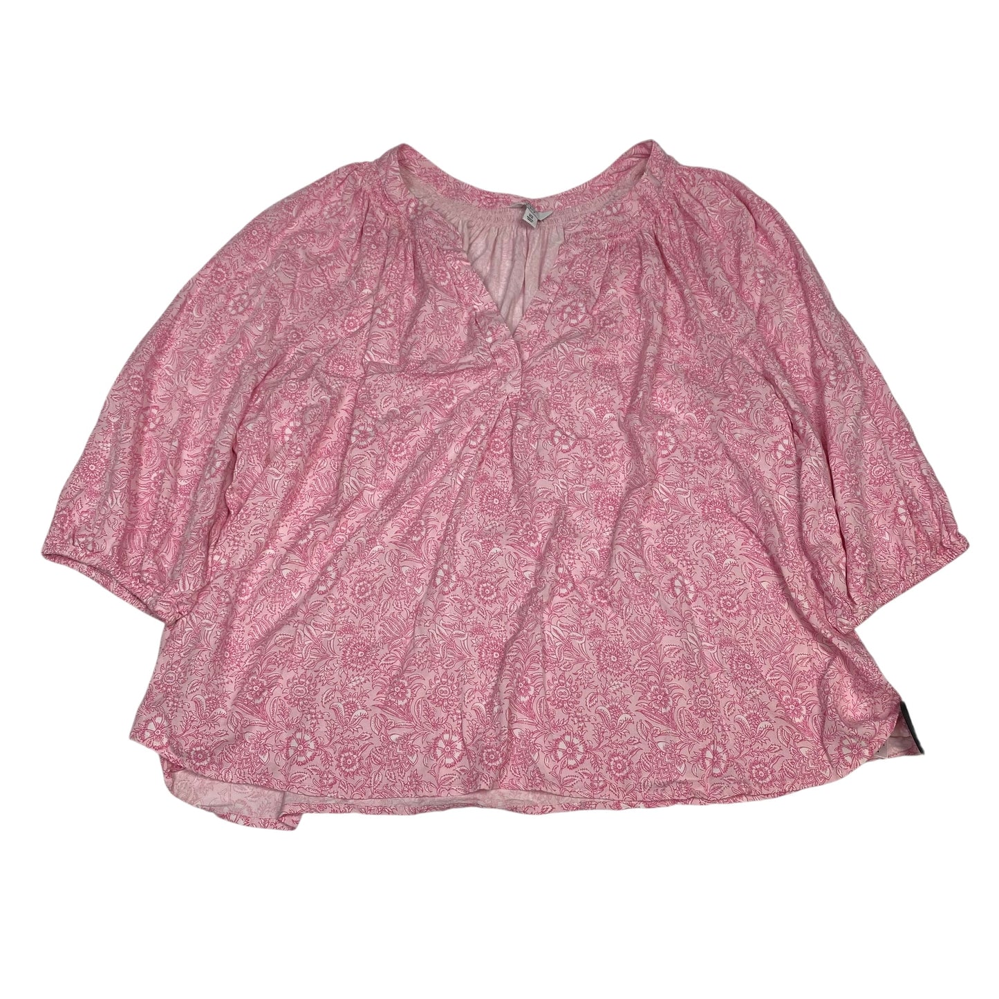 Top 3/4 Sleeve By Crown And Ivy In Pink, Size:2X
