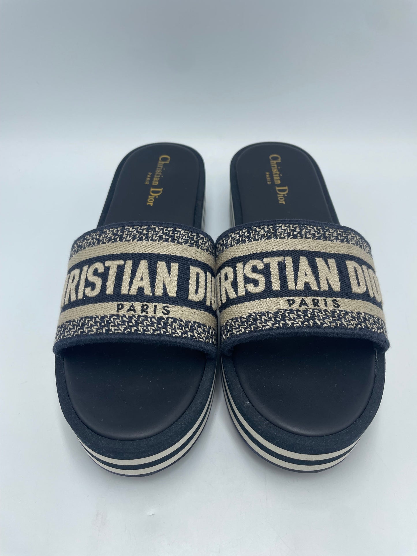 Christian Dior Dway Platform Designer Luxury Slides, Size: 8