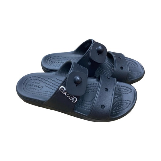Sandals Flats By Crocs In Black, Size:9