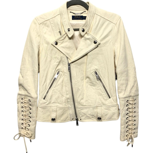 JACKET MOTO LEATHER by POLO RALPH LAUREN In CREAM, Size: S