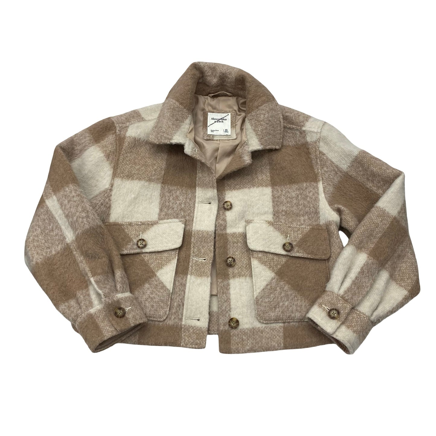 Jacket Fleece By Abercrombie And Fitch In Plaid Pattern, Size:Xs