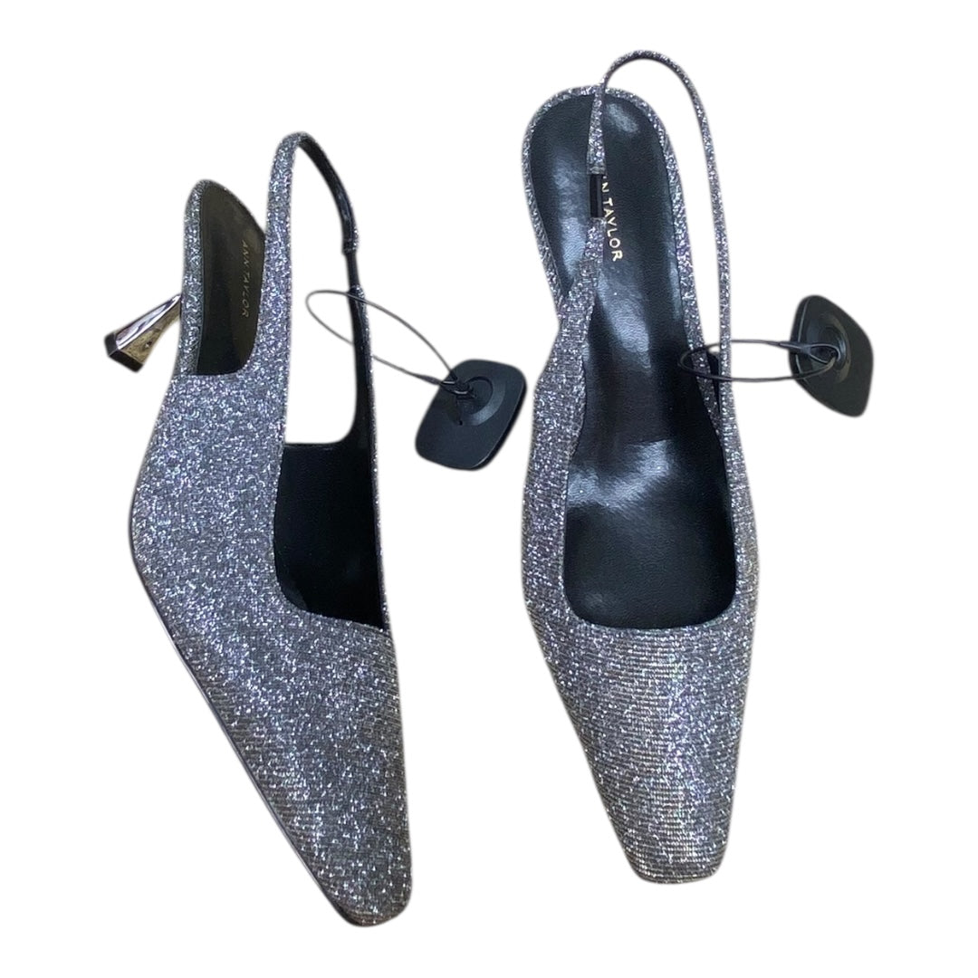 Shoes Heels Kitten By Ann Taylor In Silver, Size:8.5