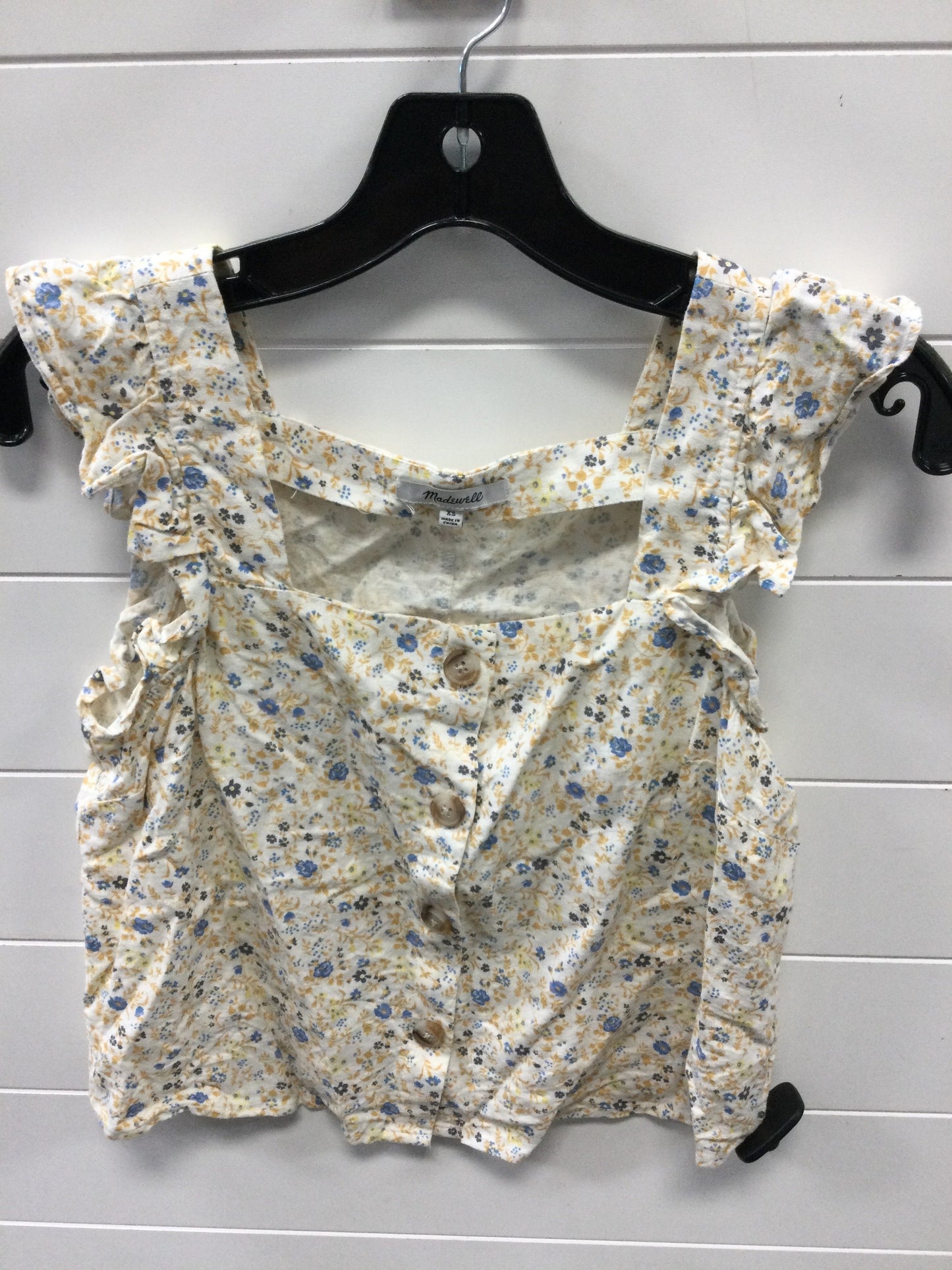 Top Sleeveless By Madewell In White & Yellow, Size:Xs