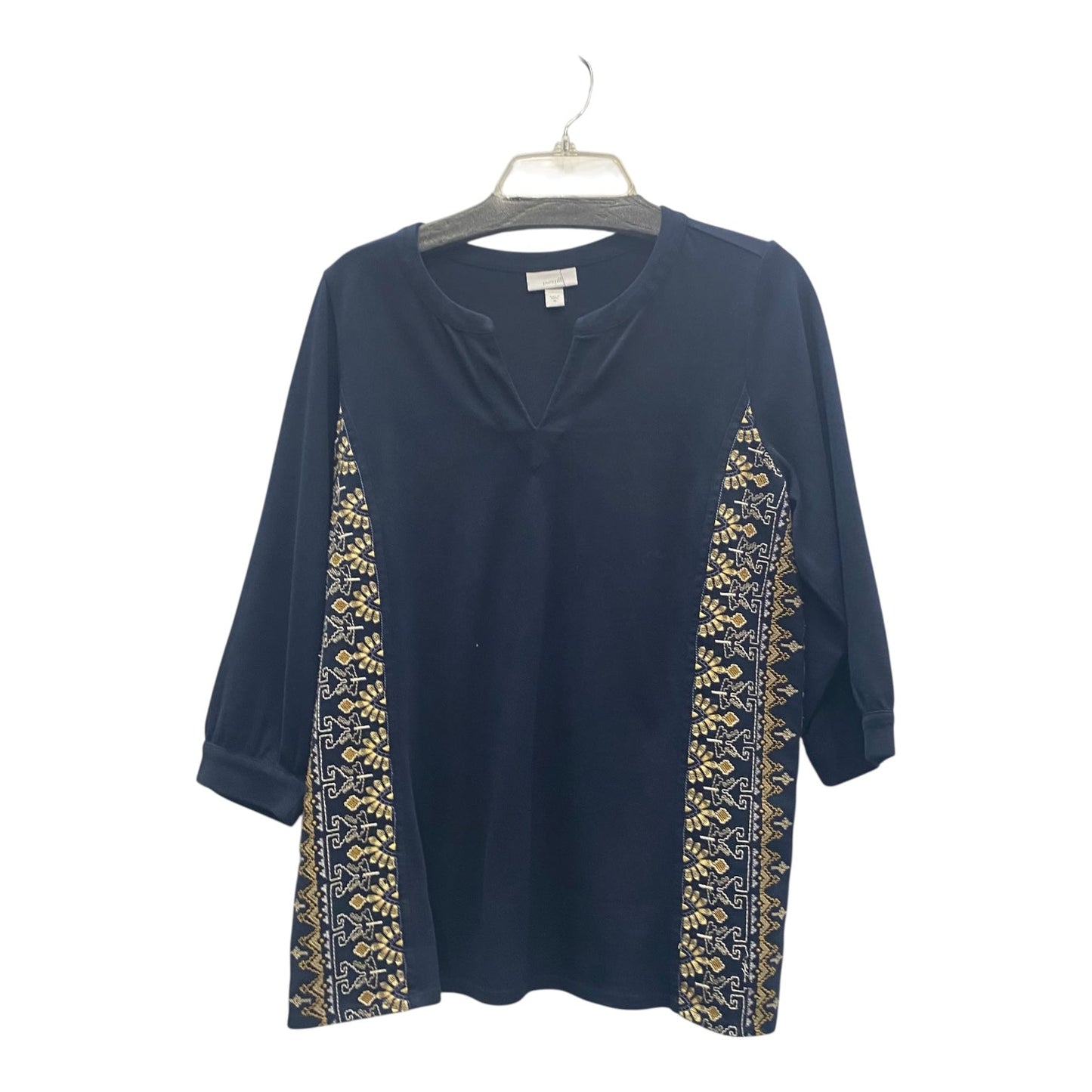 Top 3/4 Sleeve By Pure Jill In Navy, Size:M