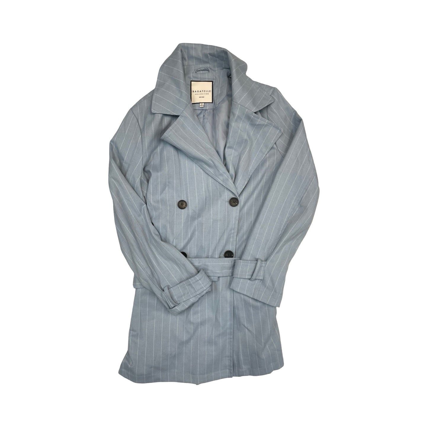 Coat Trench Coat By Bagatelle In Blue & White, Size:M
