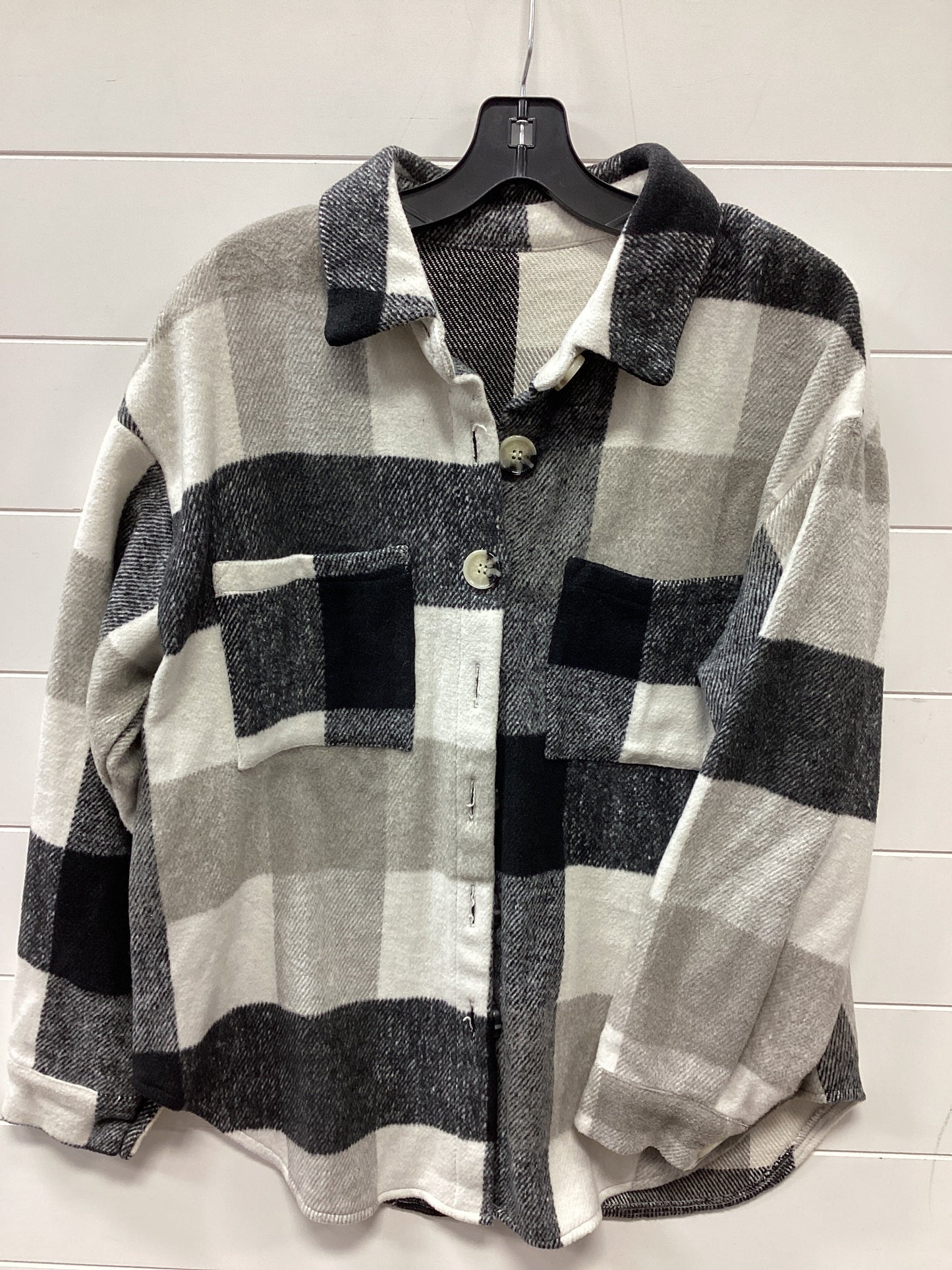 Jacket Fleece By Clothes Mentor In Grey, Size:M