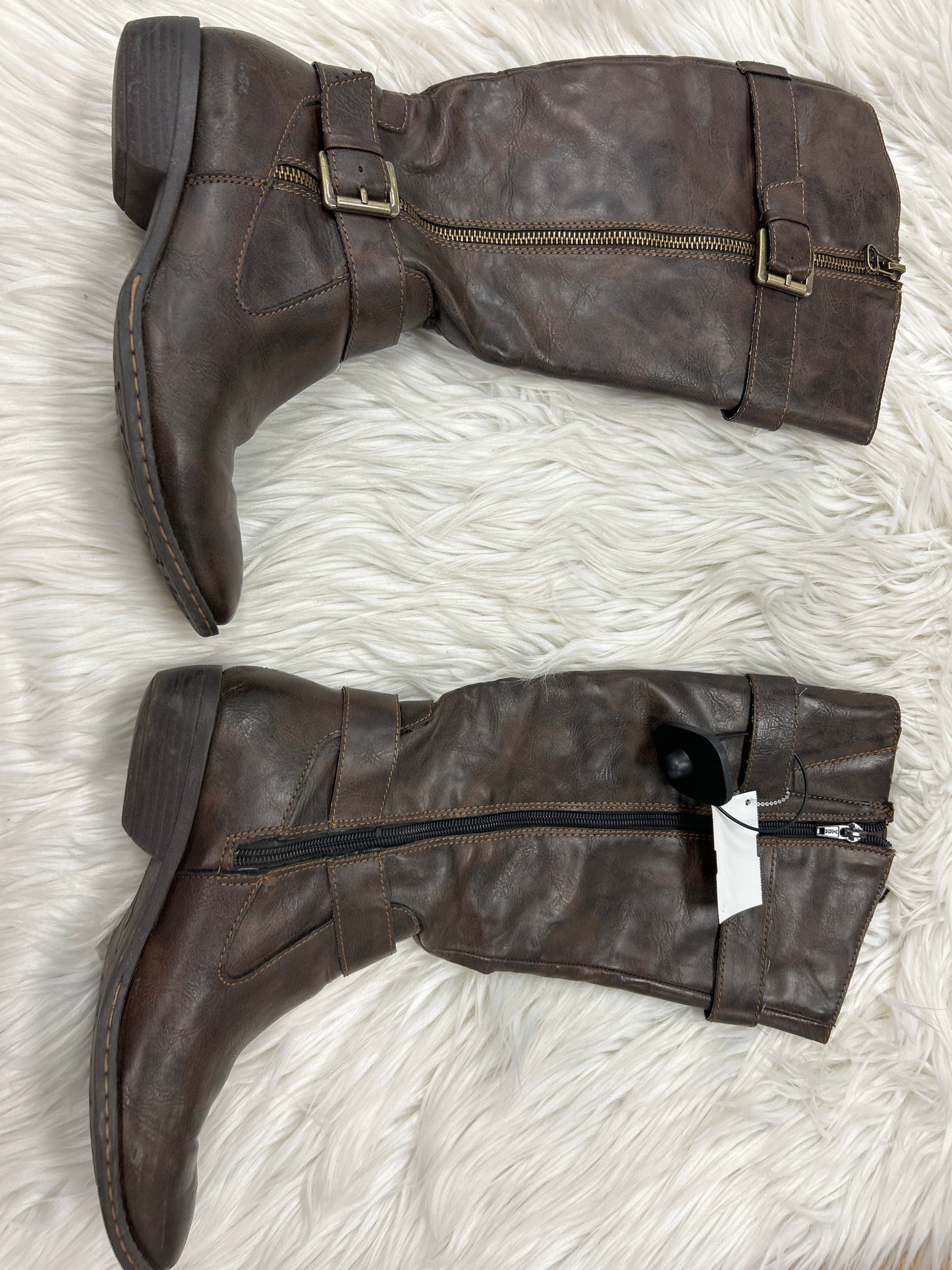 Boots Knee Heels By Boc In Brown, Size:7