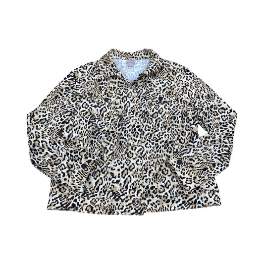 Jacket Denim By Chicos In Animal Print, Size:L