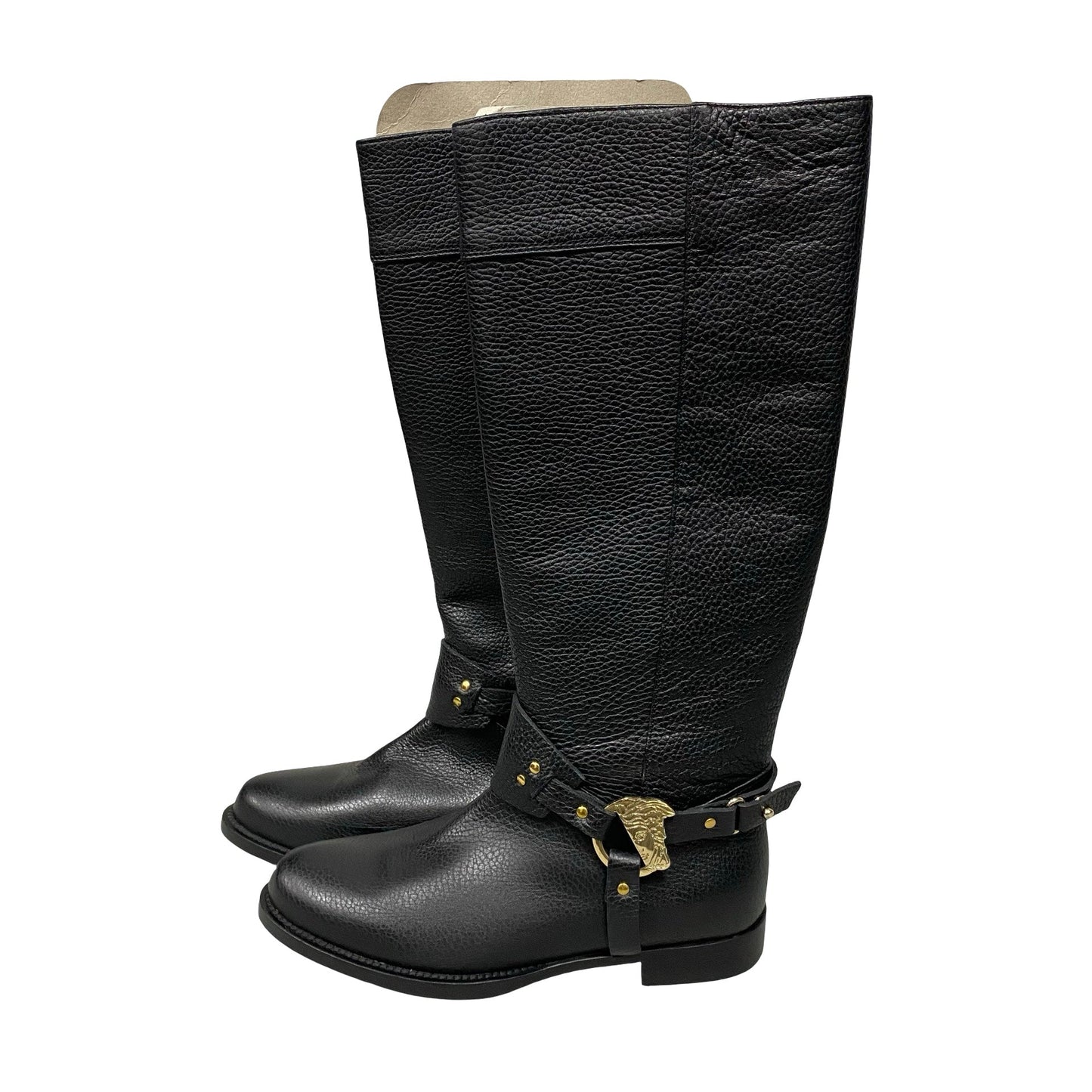 Boots Luxury Designer By Versace In Black, Size:5