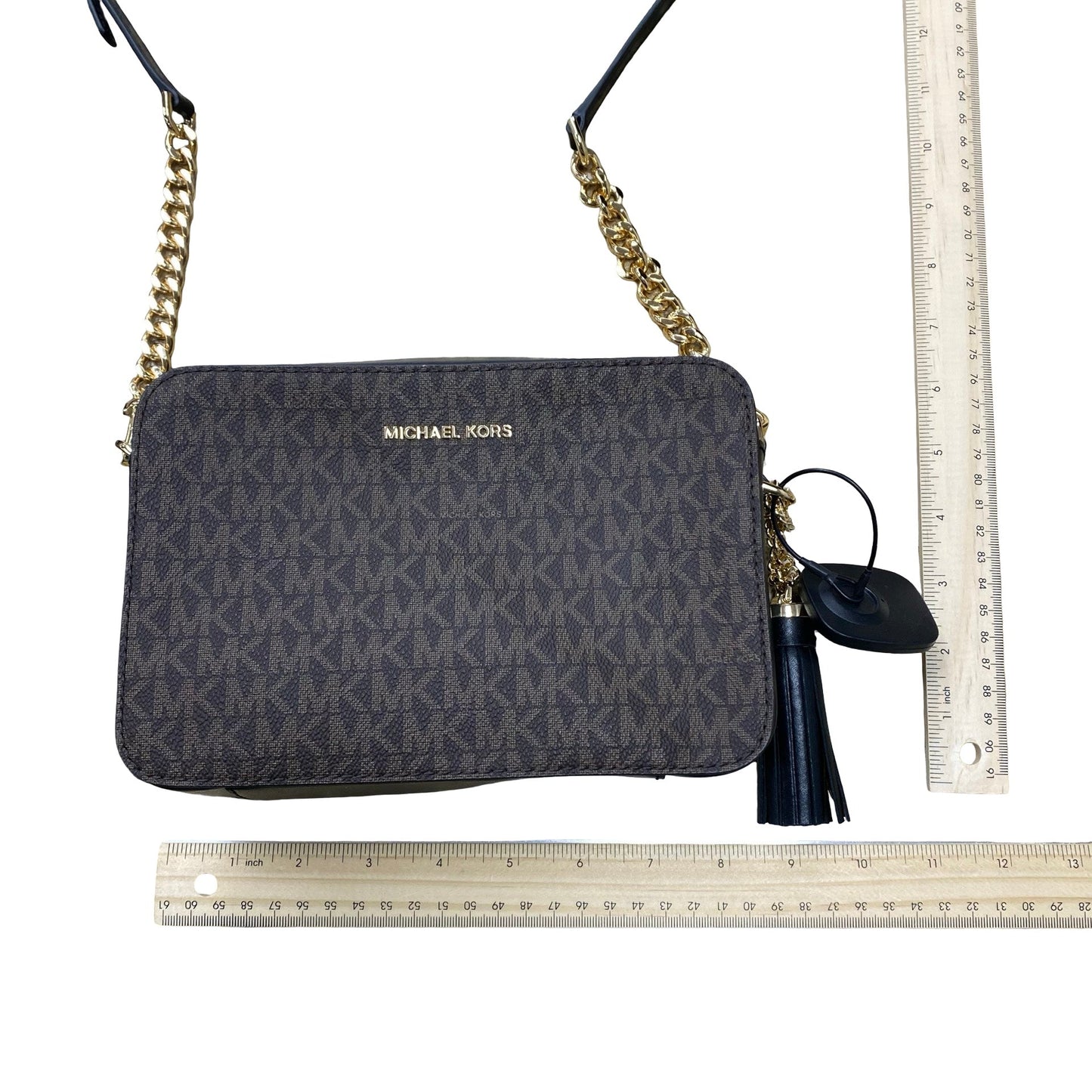 Handbag Designer By Michael Kors In Black & Brown, Size:Medium
