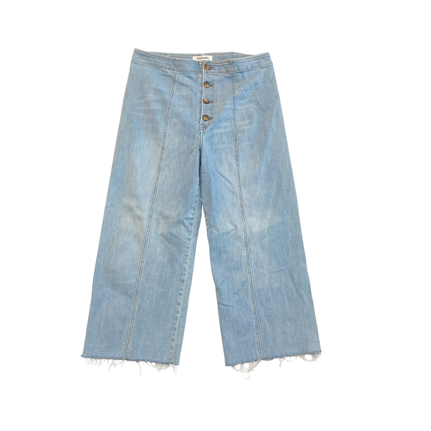 Jeans Cropped By Reformation In Blue Denim, Size:12