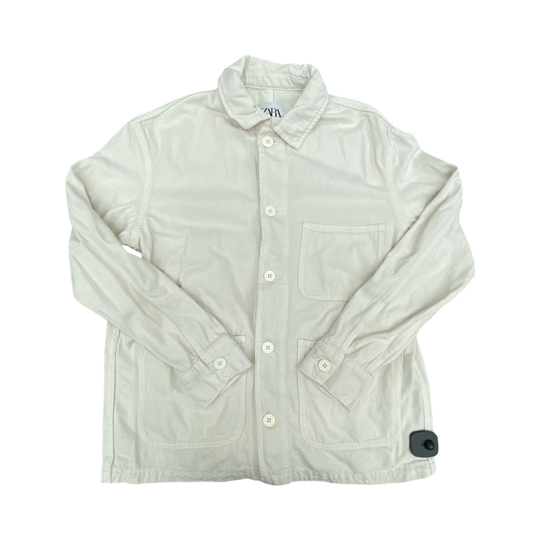 Jacket Denim By Zara In Cream Denim, Size:S