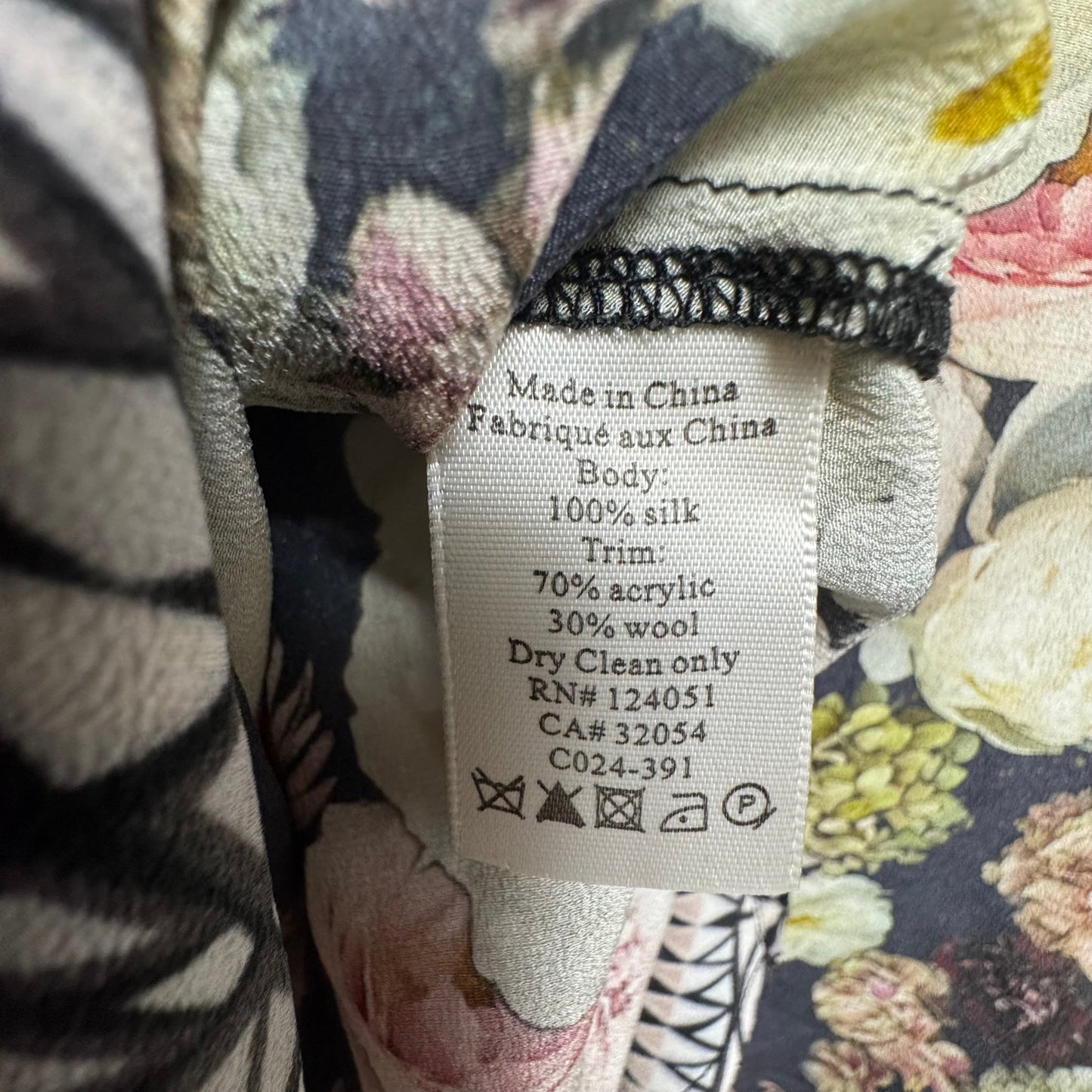 Silk Top Long Sleeve By The Odells In Floral Print, Size: M