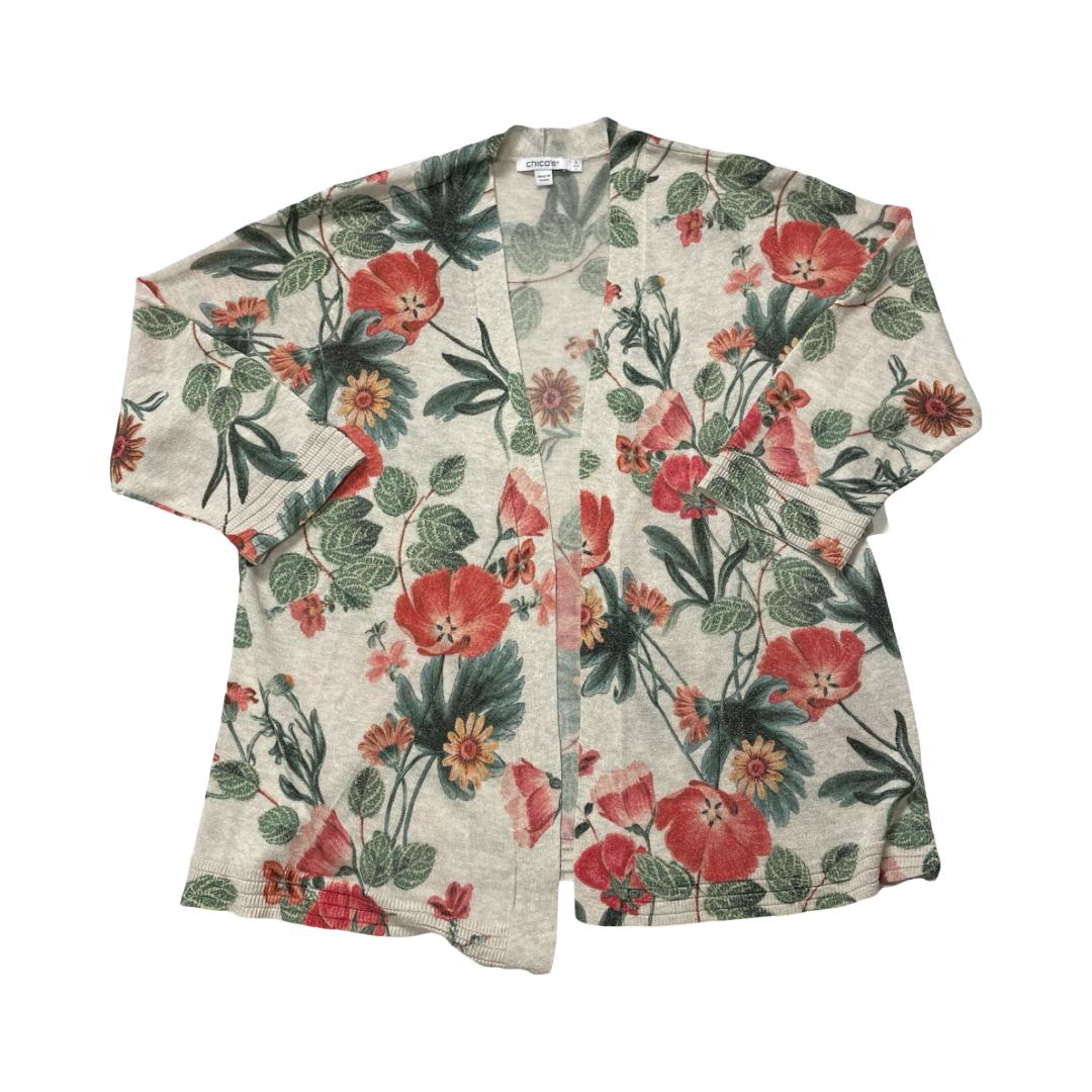 Cardigan By Chicos In Floral Print, Size:L