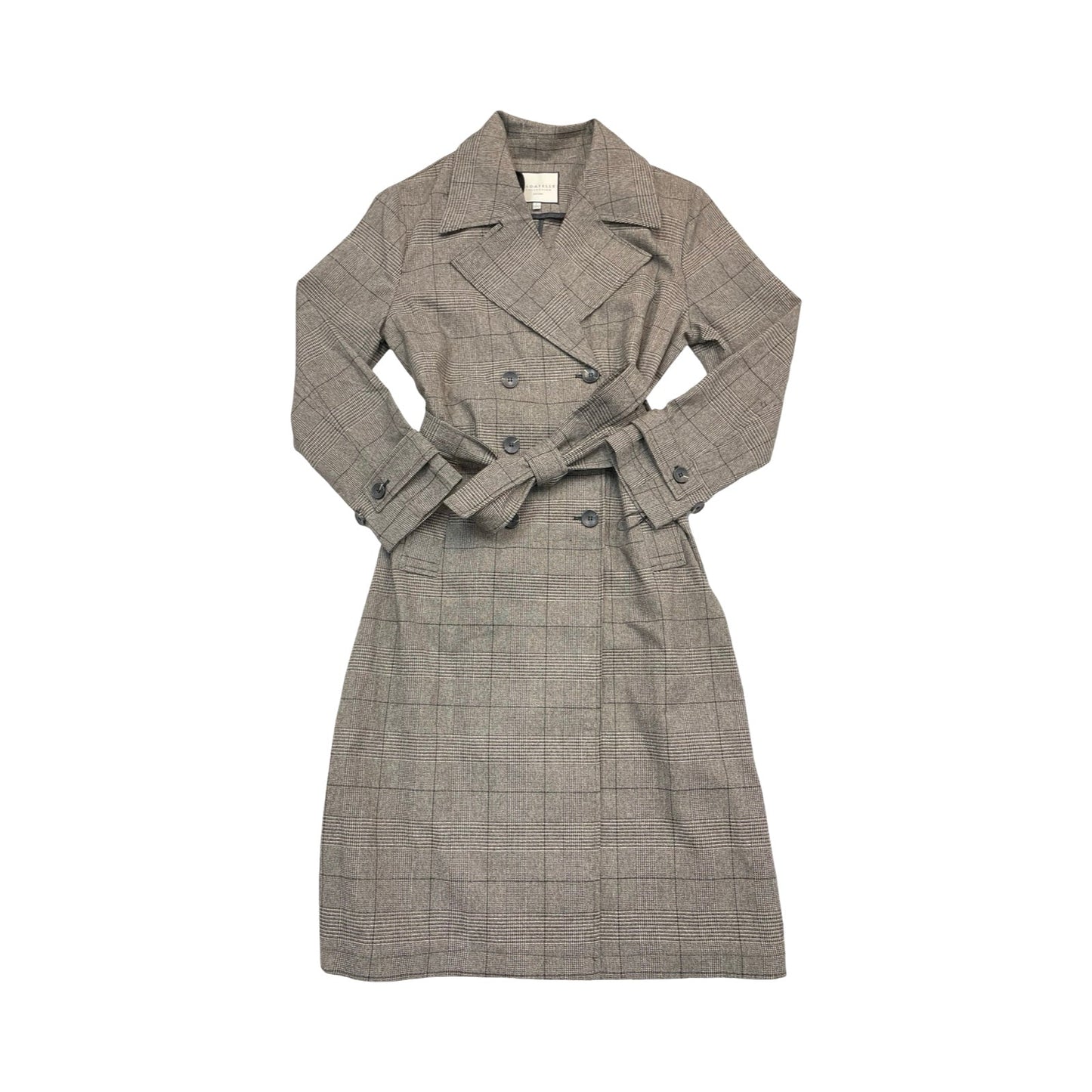 Coat Trench Coat By Bagatelle In Plaid Pattern, Size:L