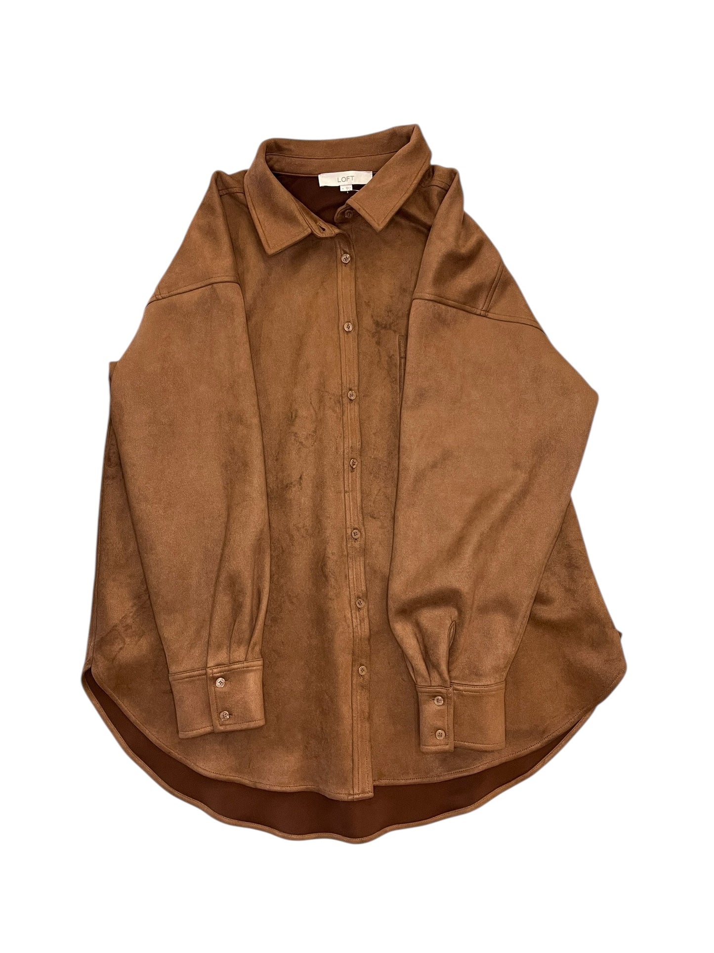 Jacket Shirt By Loft In Brown, Size:Xl