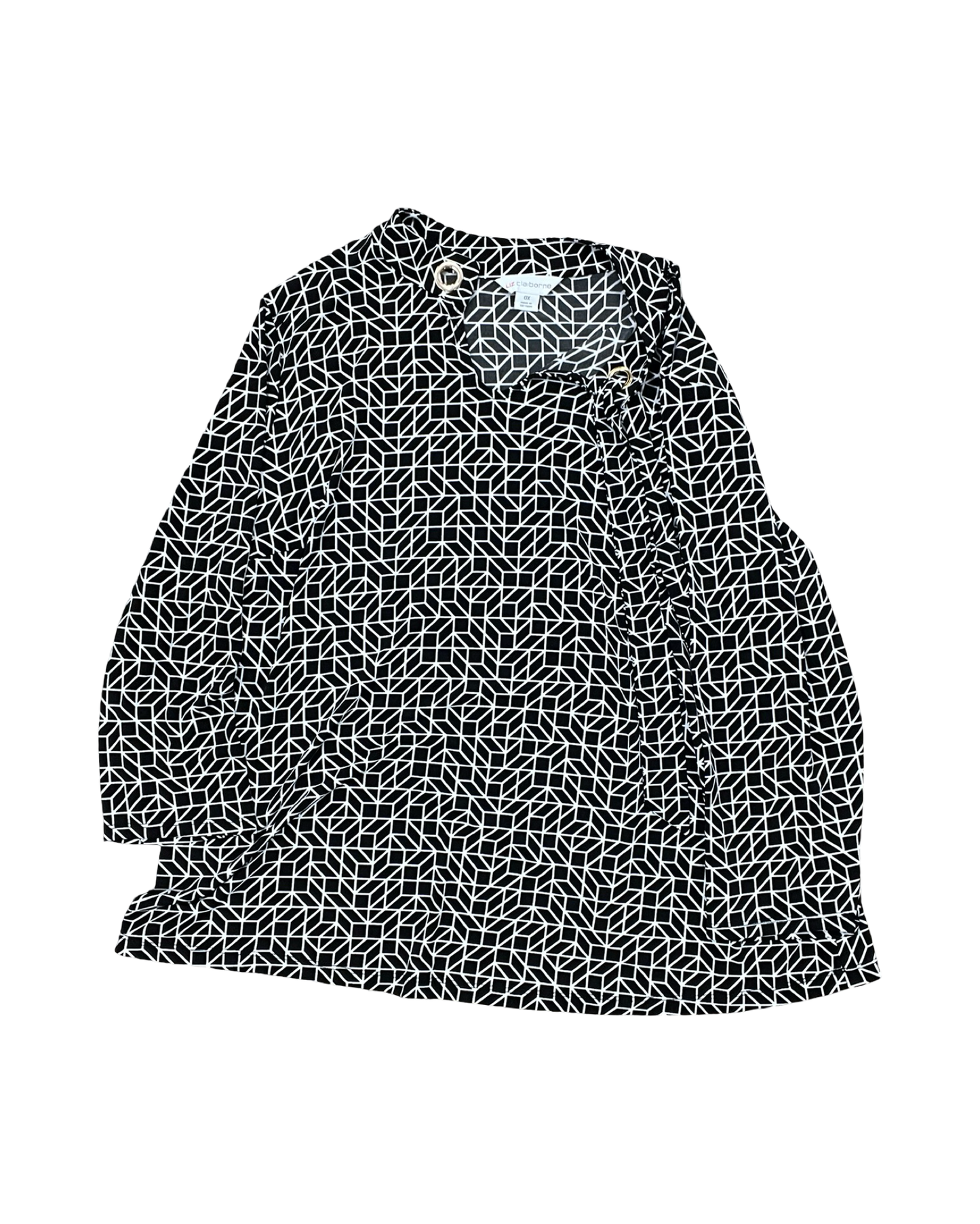 Top 3/4 Sleeve By Liz Claiborne In Black & White, Size:18