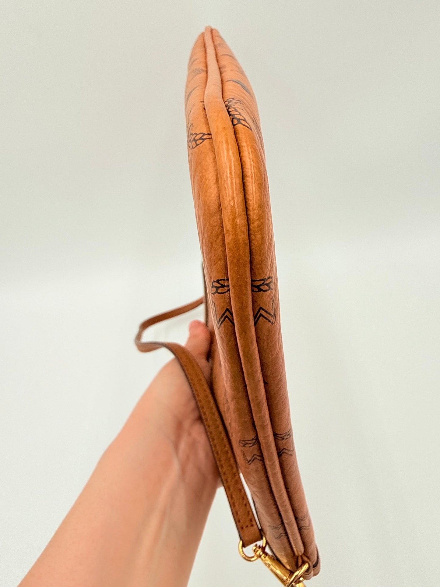 Wristlet Luxury Designer By Mcm In Brown, Size:Medium