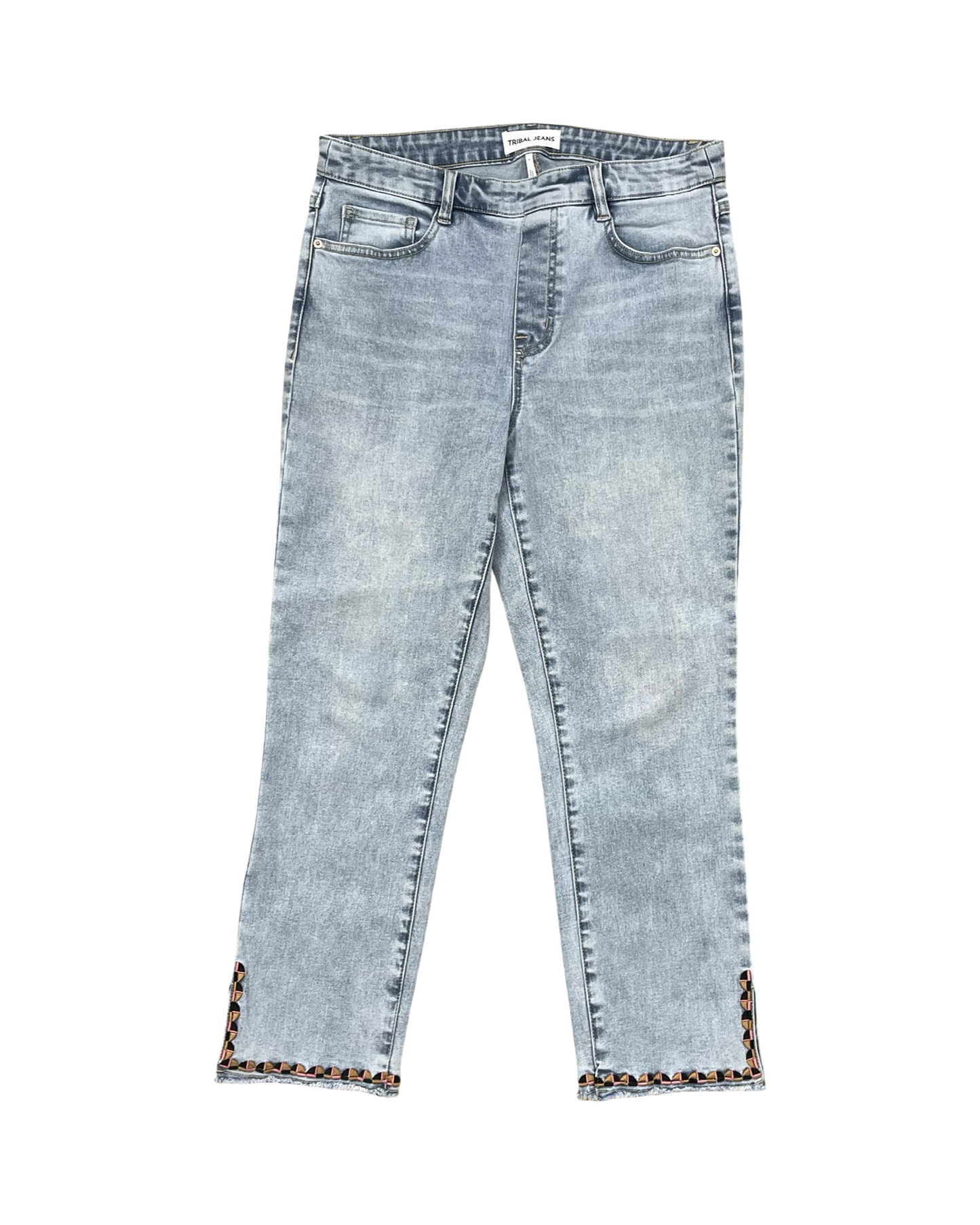 Jeans Skinny By Tribal In Blue Denim, Size:8