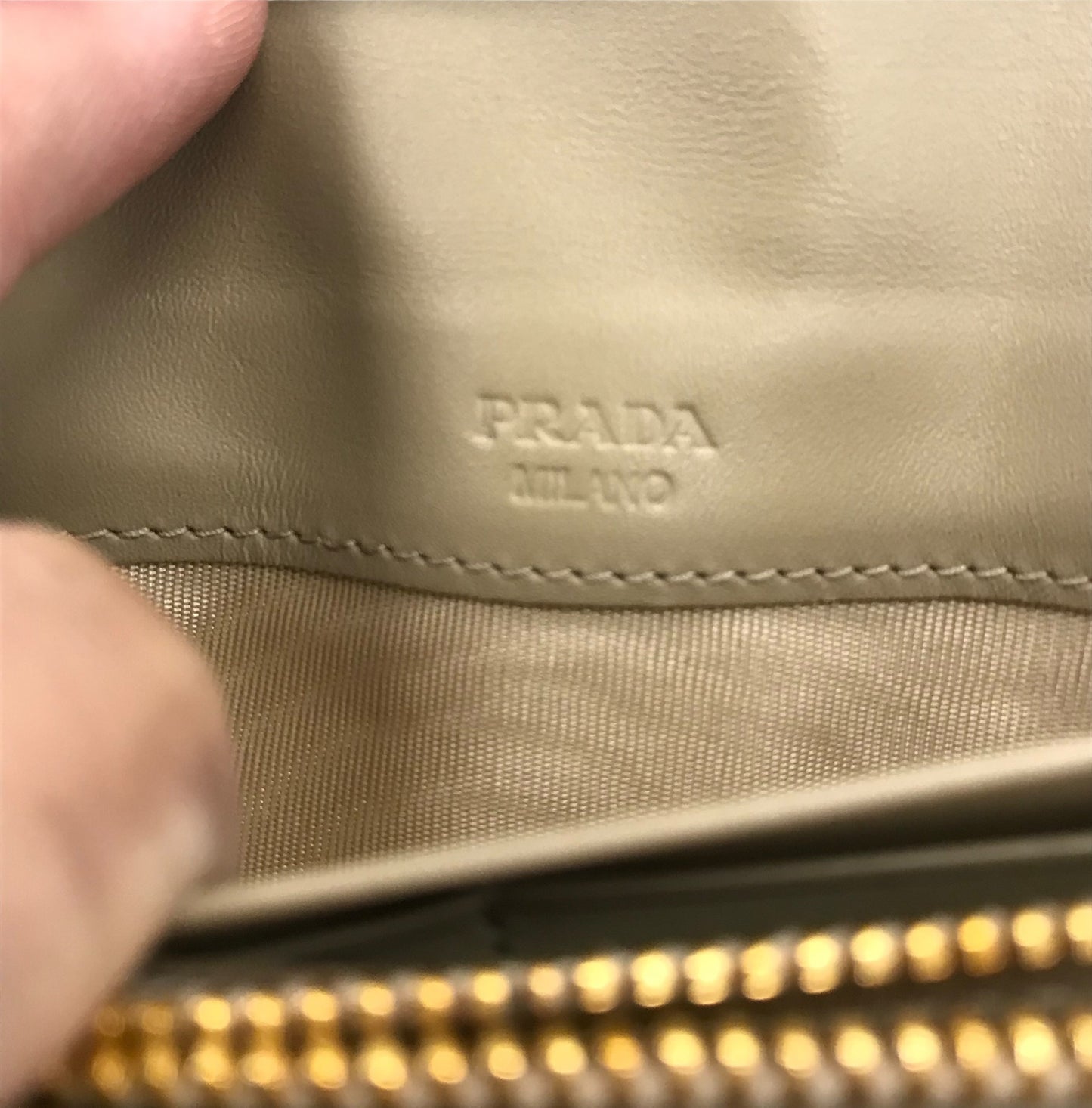 Wallet Luxury Designer By Prada In Tan, Size:Medium