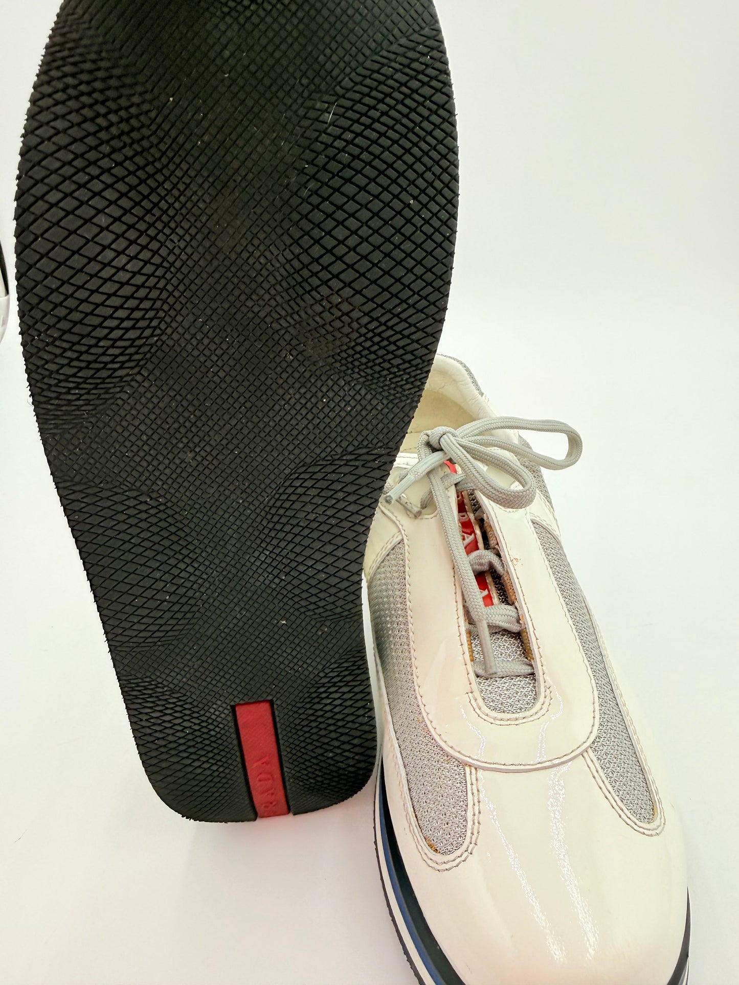 Shoes Luxury Designer By Prada In White, Size:8.5