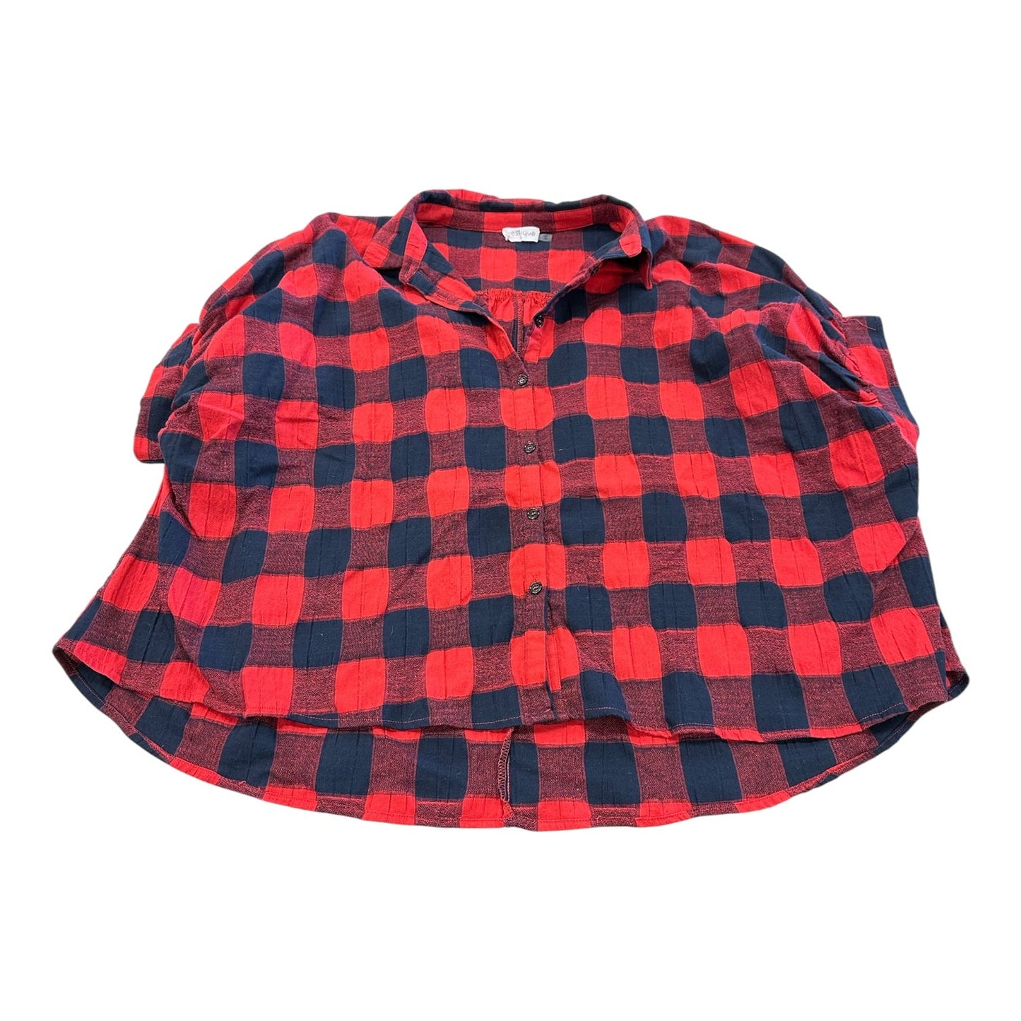 Top Ss By Vestique In Plaid Pattern, Size:S