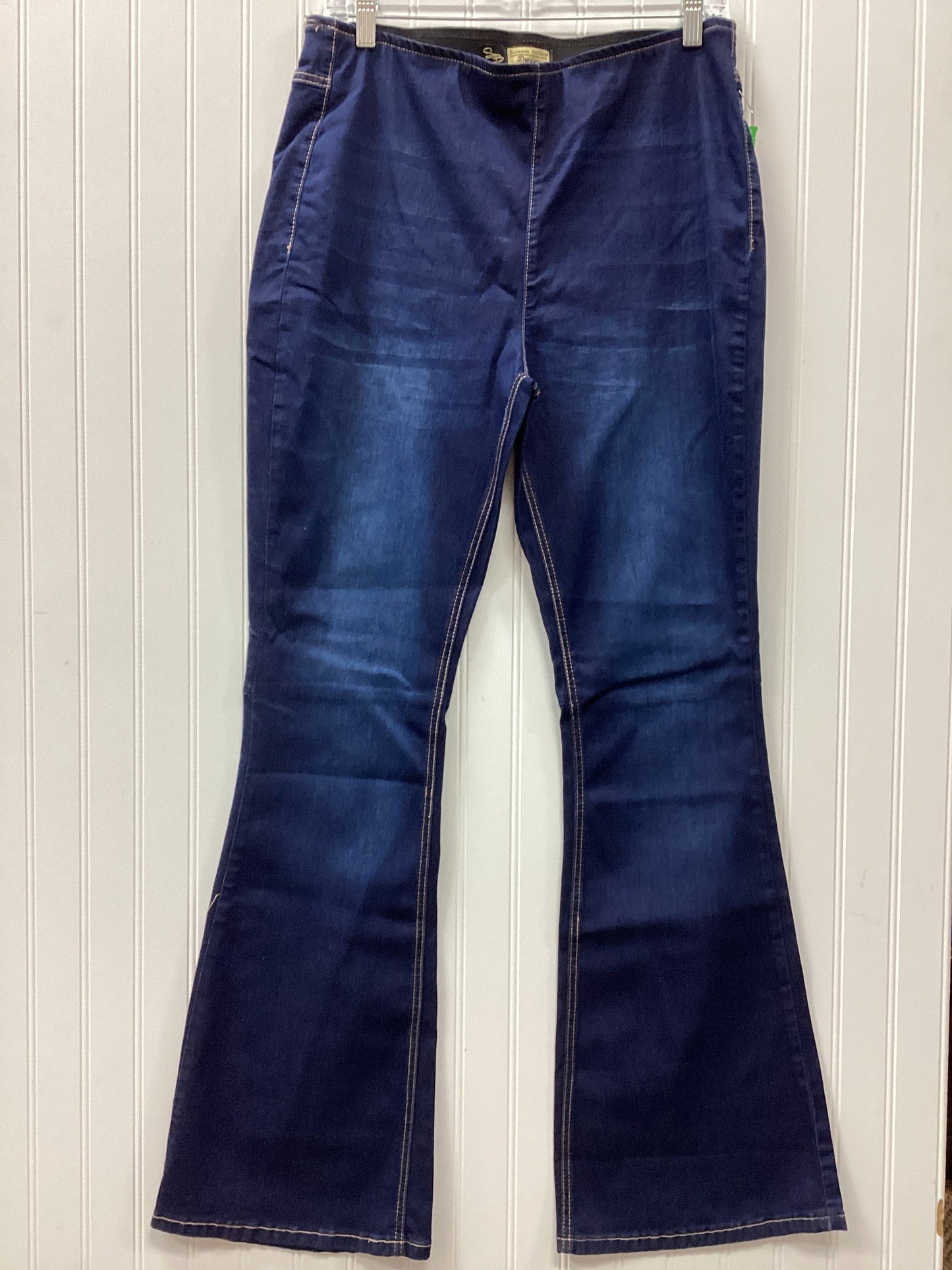 Jeans Flared By Suzanne Betro In Blue Denim, Size:12