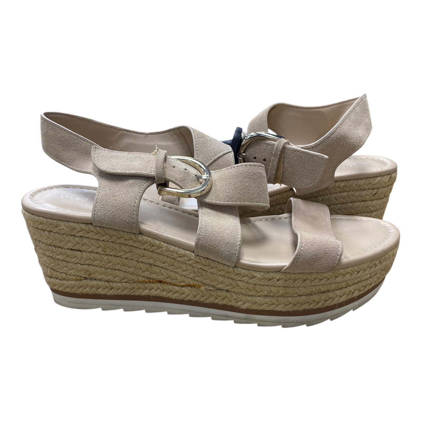 Sandals Heels Platform By Marc Fisher In Beige, Size:9.5
