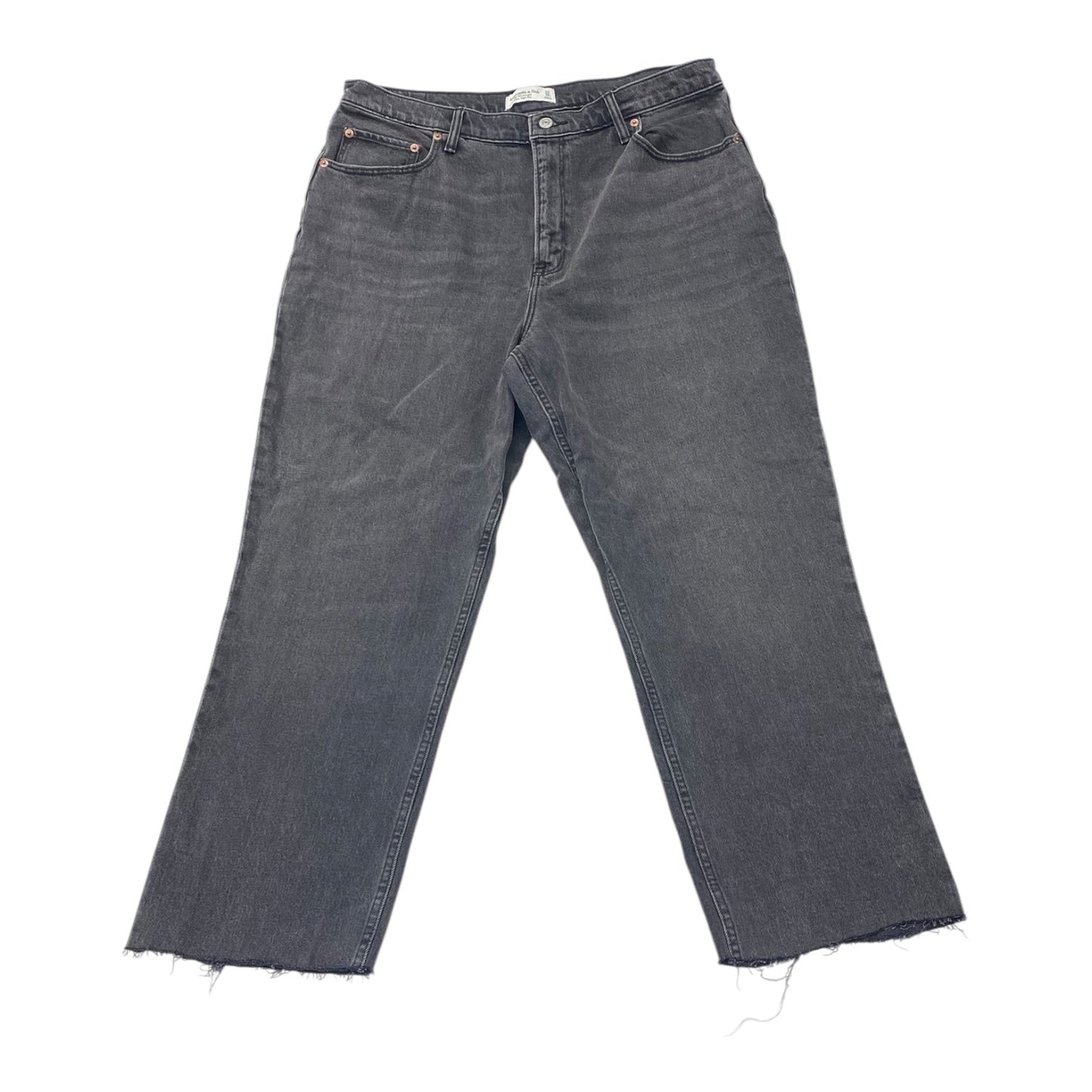 Jeans Straight By Abercrombie And Fitch In Black Denim, Size:16